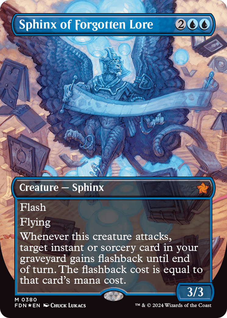 Sphinx of Forgotten Lore (Borderless) (Mana Foil) Foundations、mySite、waistdrama