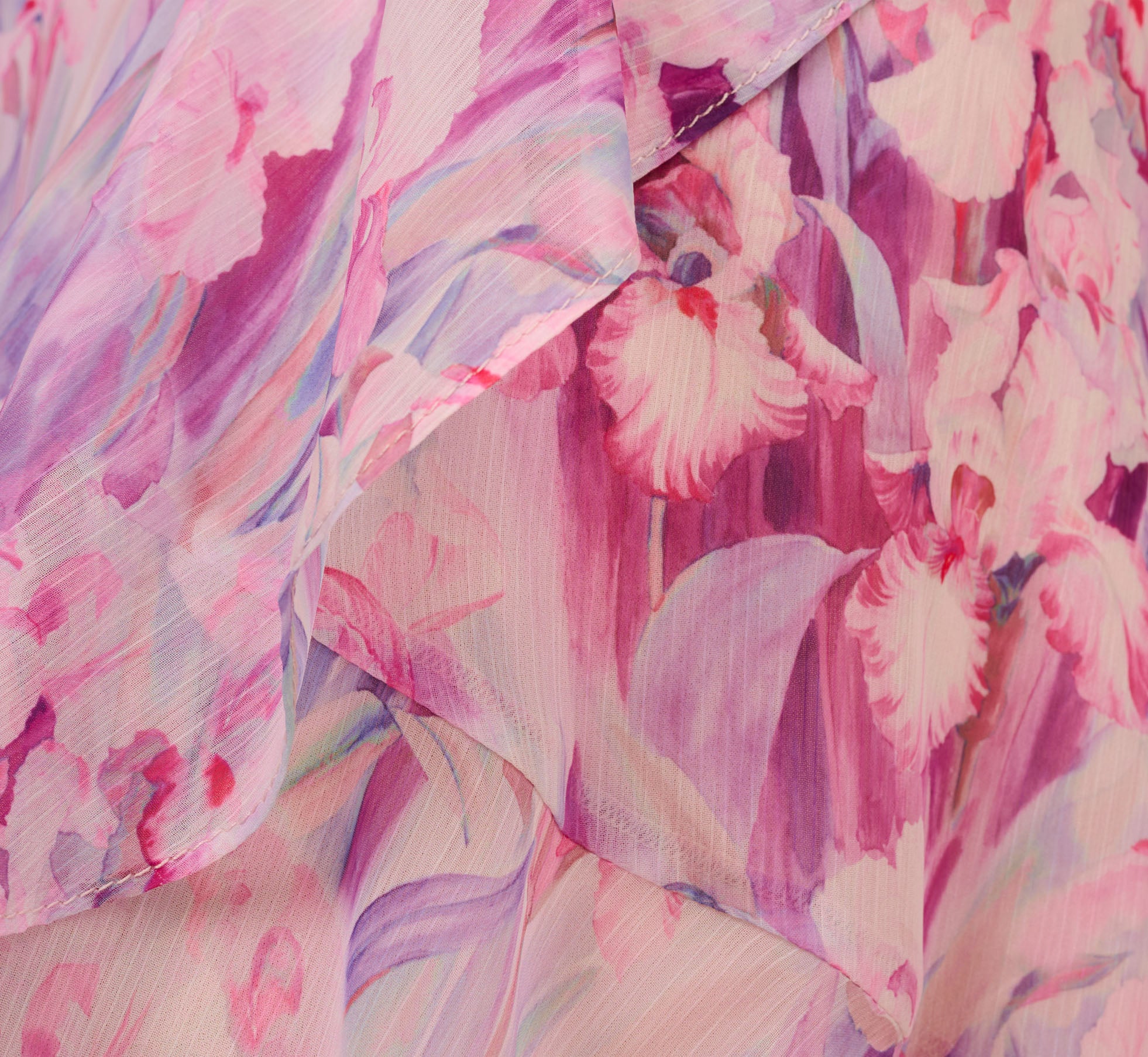 Floral-Printed Chiffon Short Dress In Pink Multi、mySite、solidvoid