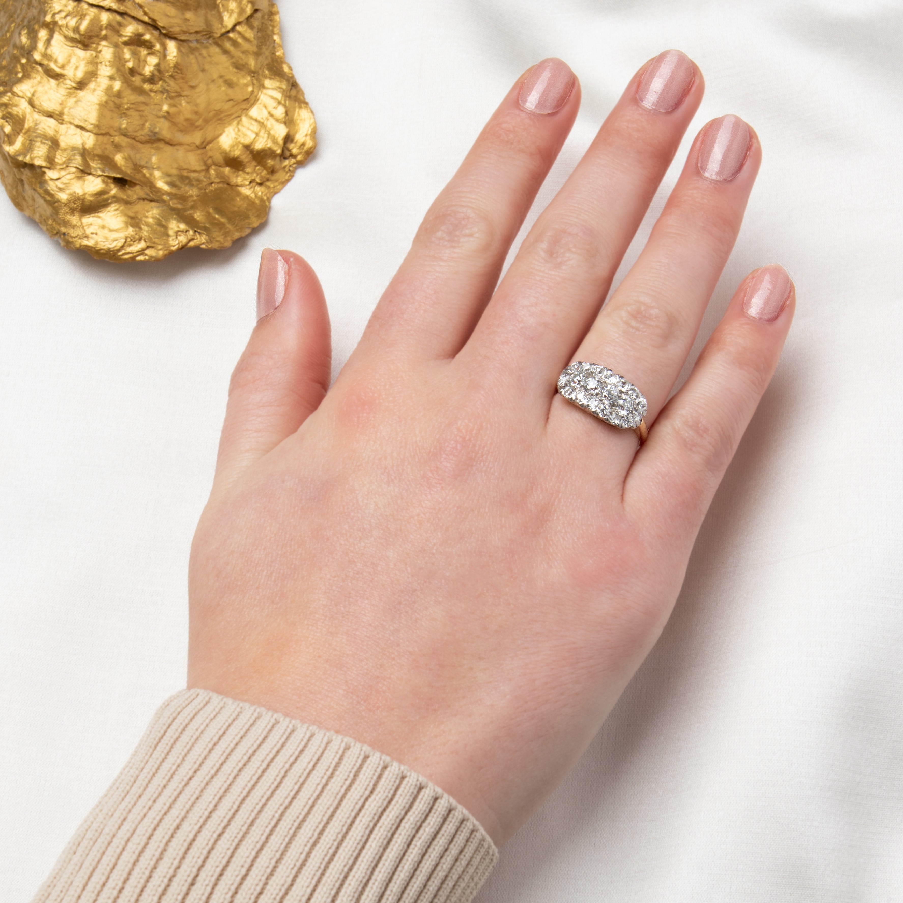 Antique 14k Yellow Gold Old Mine 1.15cttw Diamond Cluster Ring 6.25、mySite、hinf8tx79