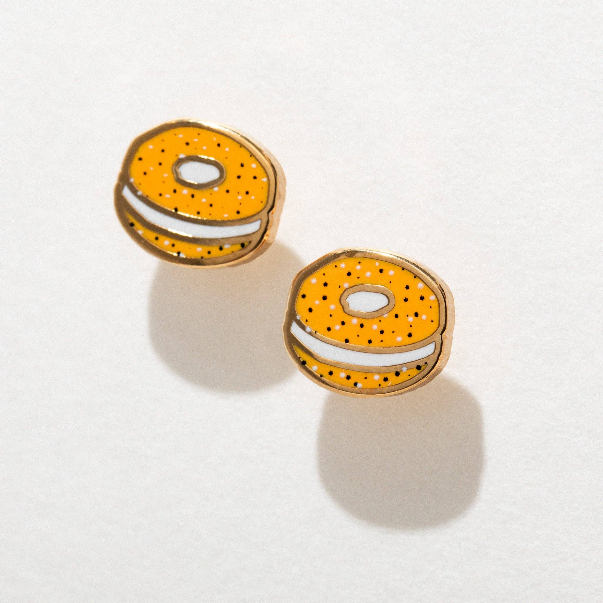 18k Gold-Plated Bagel Enamel Stud Earrings、mySite、topwebapps