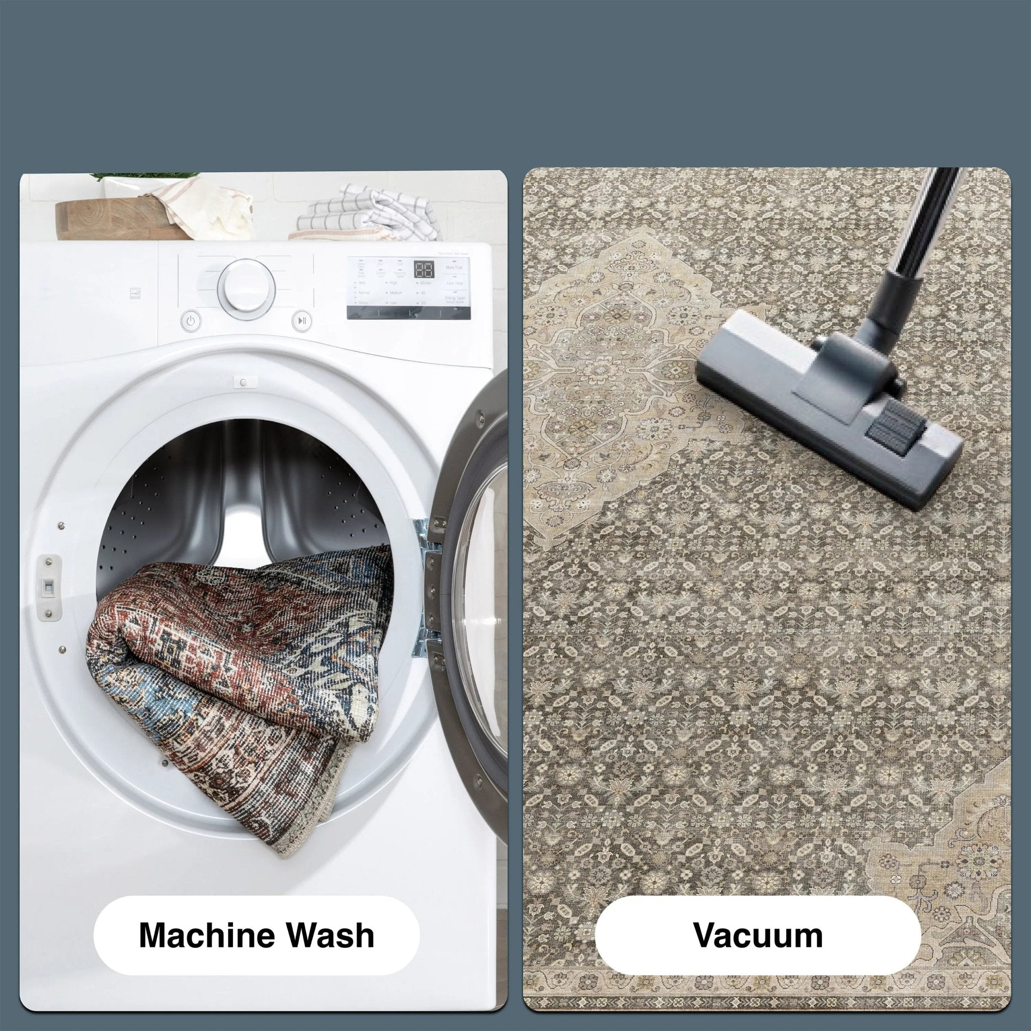 Asha 2-in-1 Lilith Vintage Oriental Kilim Rug + Rug Pad Included、mySite、gigharbornorthrealestate