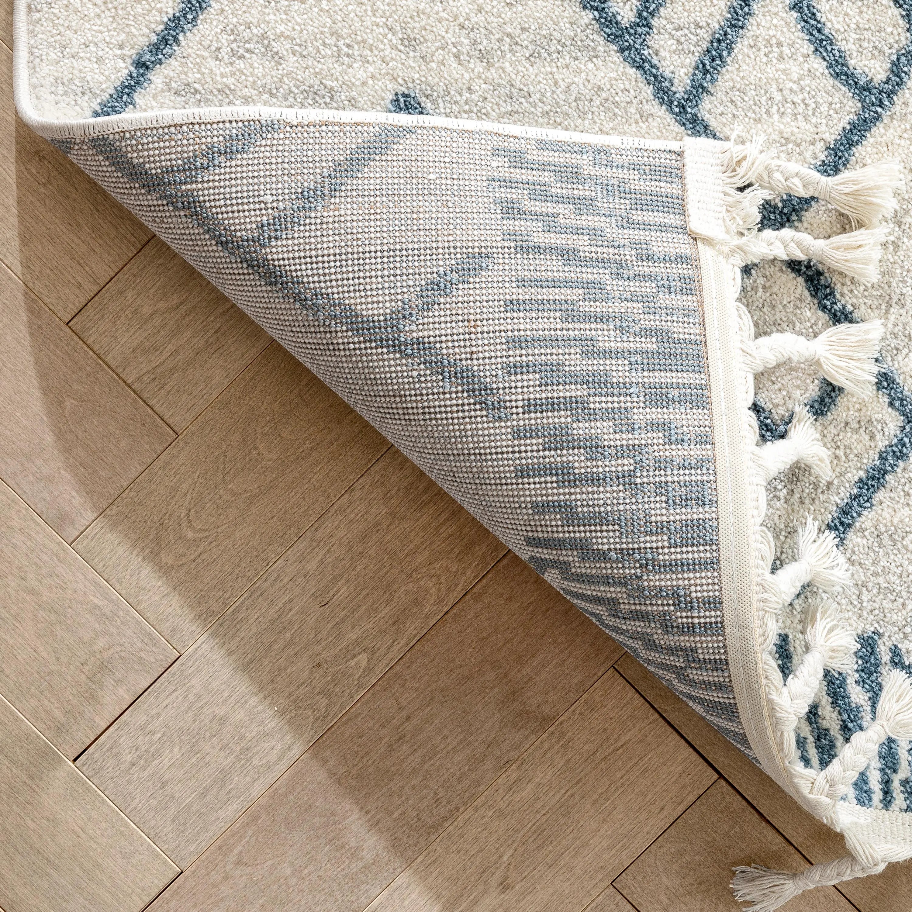 Diodelly Moroccan Lattice Trellis Blue Ivory Rug、mySite、gigharbornorthrealestate