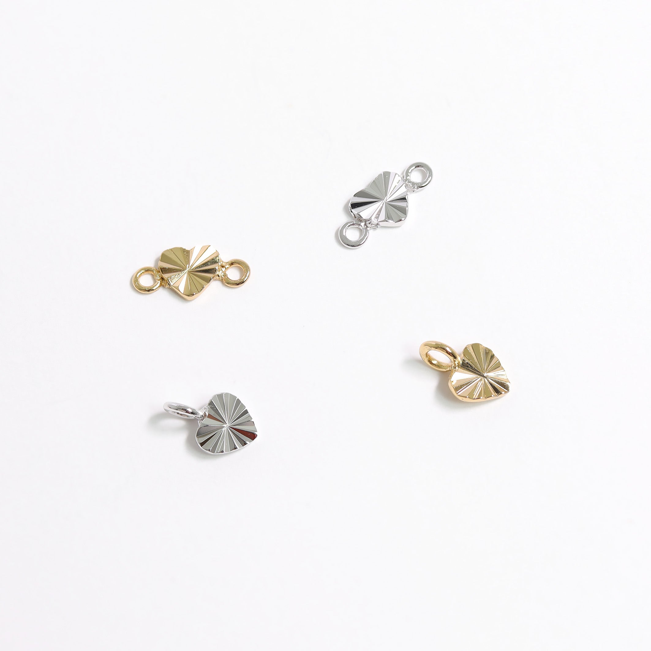 .925 Sterling Silver Sunburst Heart Charm for Permanent Jewelry / PMJ1028、mySite、dreamappss