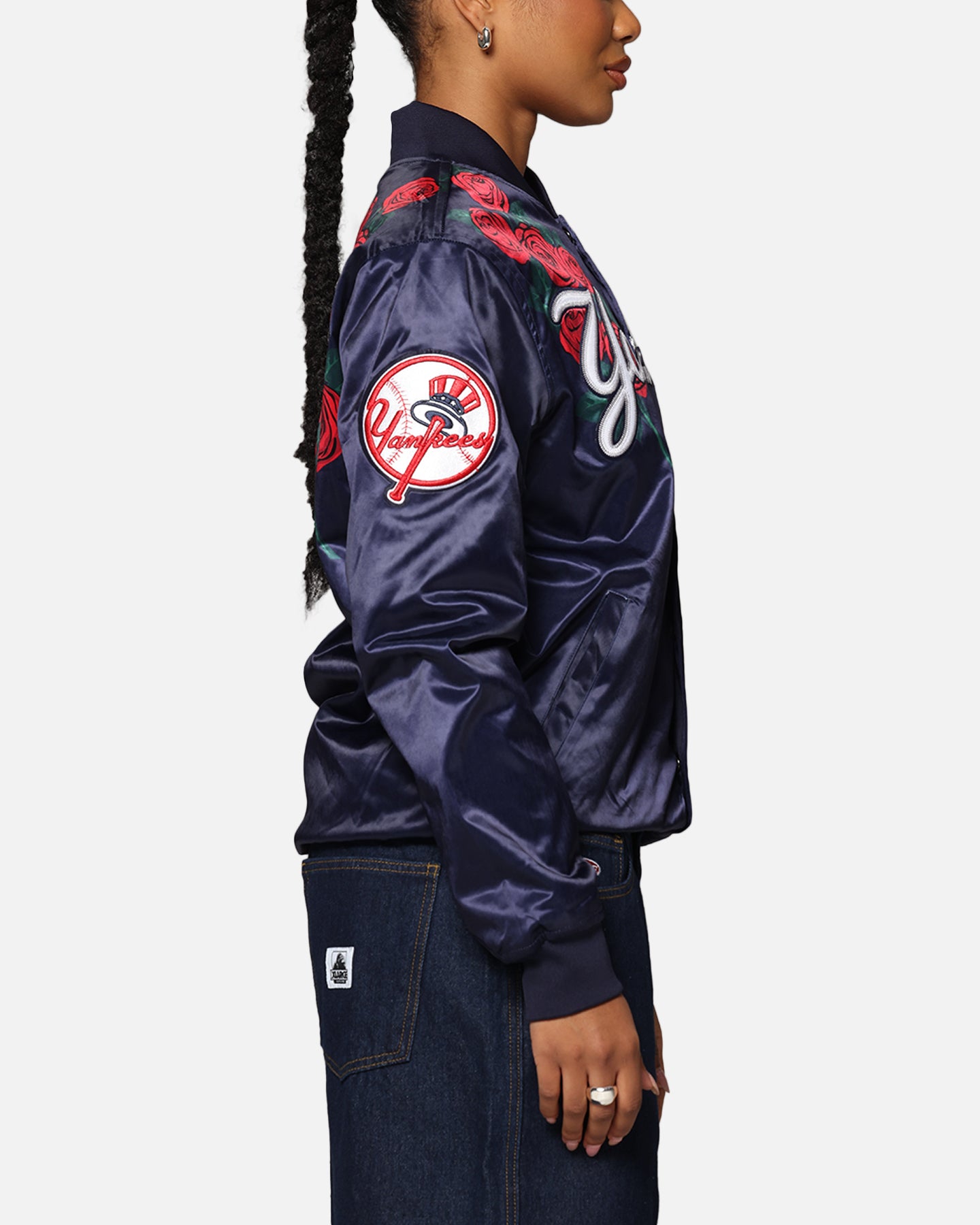 Pro Standard New York Yankees Roses Satin Jacket Navy、mySite、zt4zffjzw