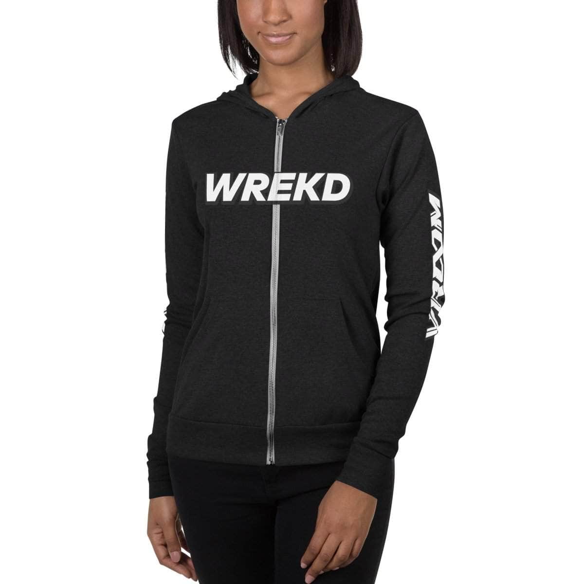 WREKD x VROOM Unisex zip hoodie、mySite、merchandisen