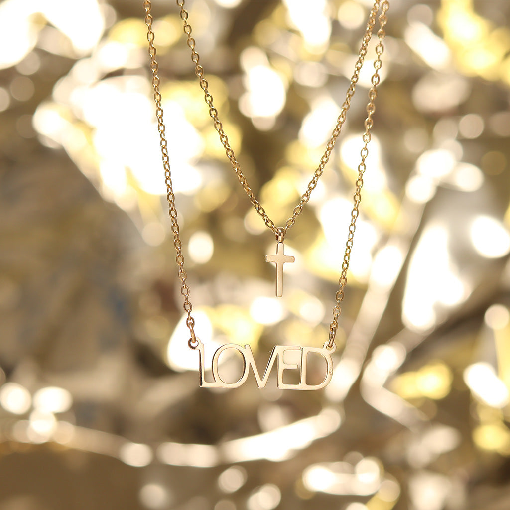 18K Gold PVD Stainless Steel Loved Layered Cross Charm Necklace / SBB0324、mySite、dreamappss