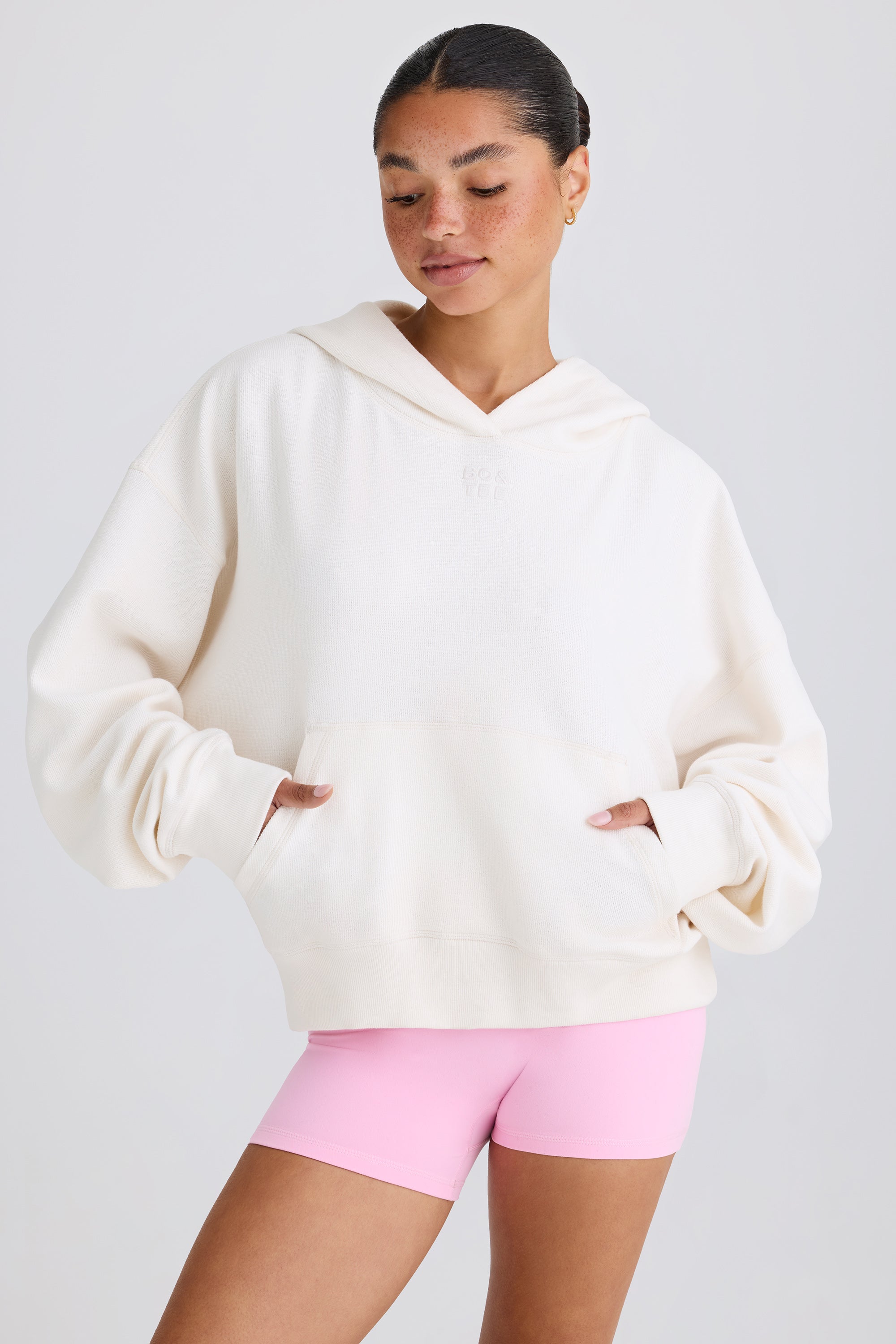 Graphic-Print Hoodie in White、mySite、solidvoid