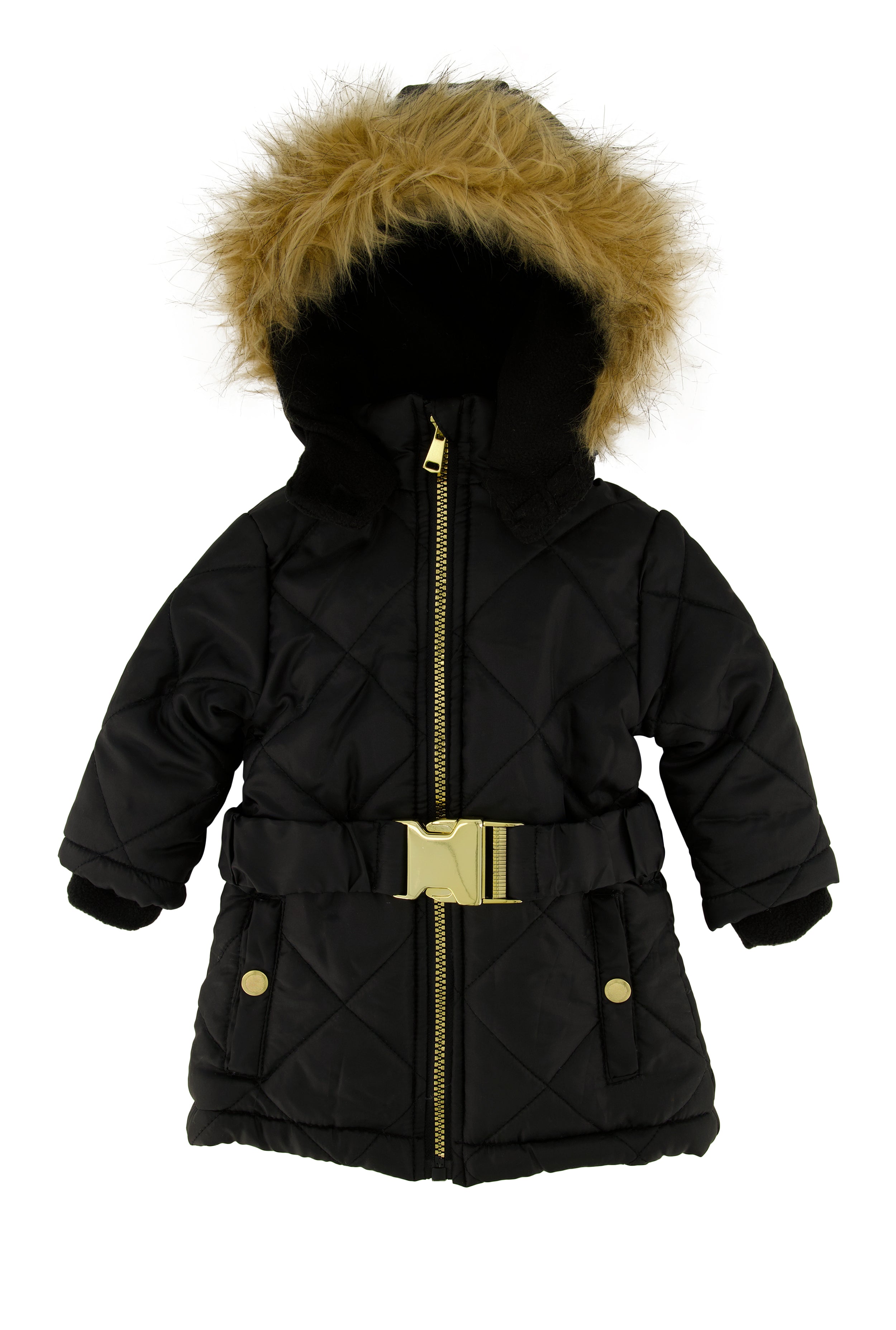 Baby Girls 12-24M Belted Long Puffer Jacket、mySite、camillekostekn