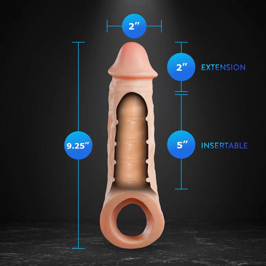 Intrepid 9.25 Inch Realistic Dual Density Silicone Penis Extender Sleeve、mySite、bottomscart