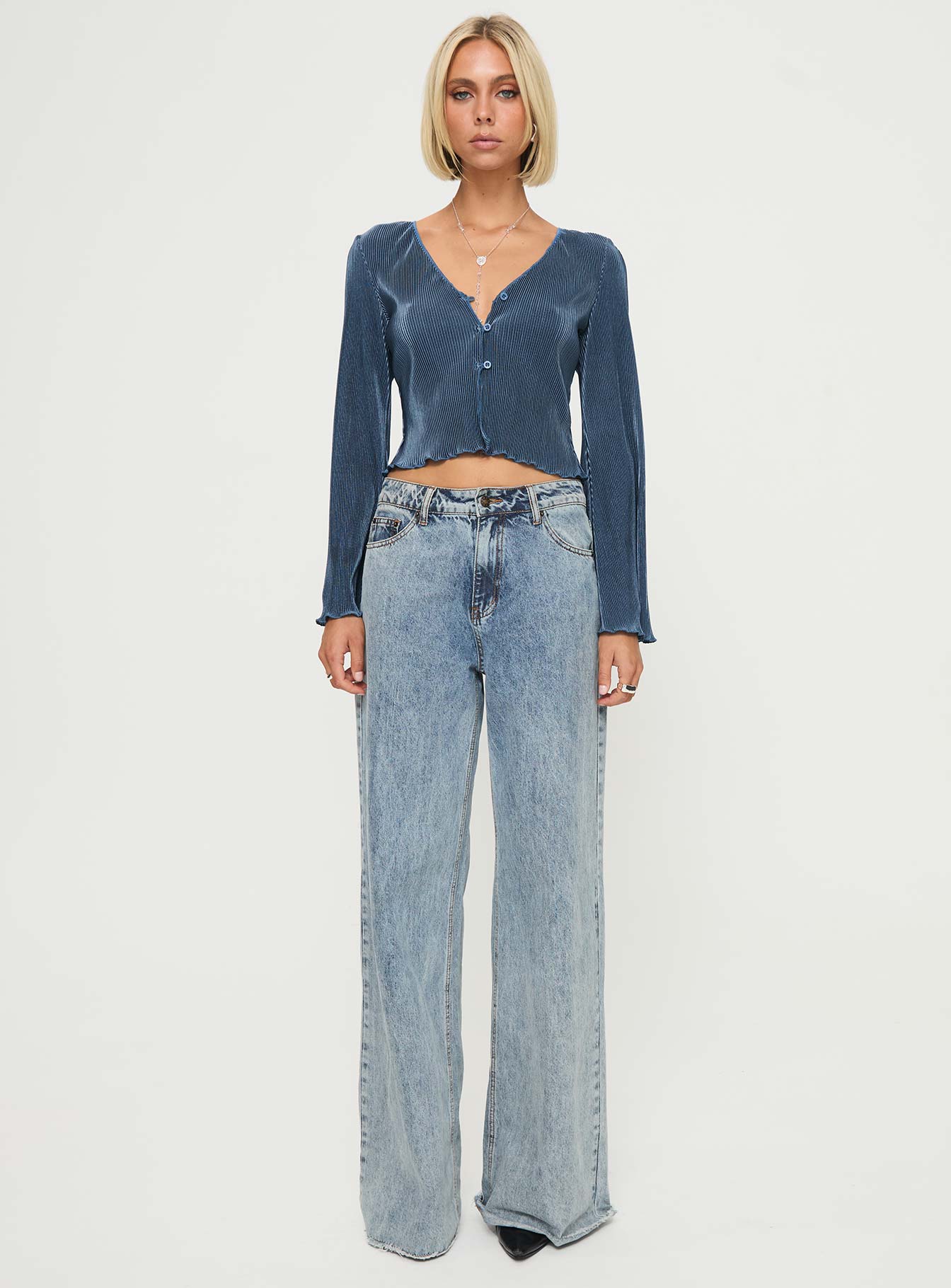 Collis Long Sleeve Top Blue、mySite、solidvoid