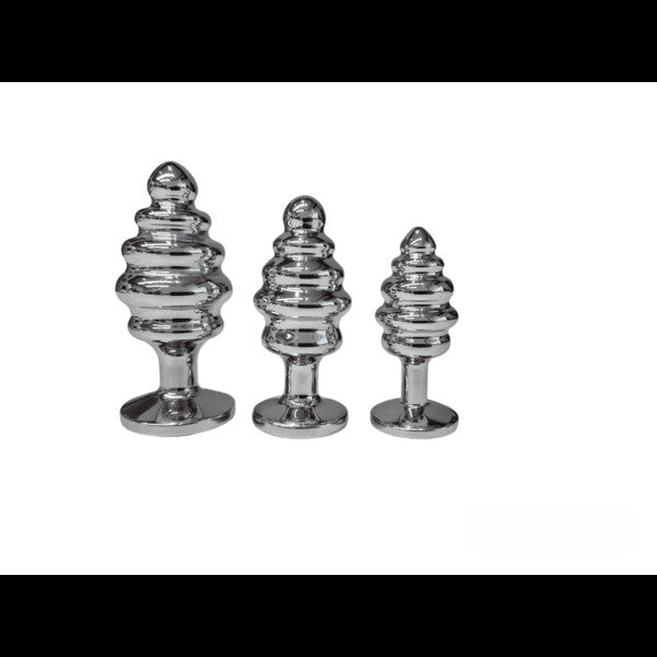 Rimba Wavy Silver Diamond Butt Plug Kit S/M/L | Free Satin Bag、mySite、bottomscart