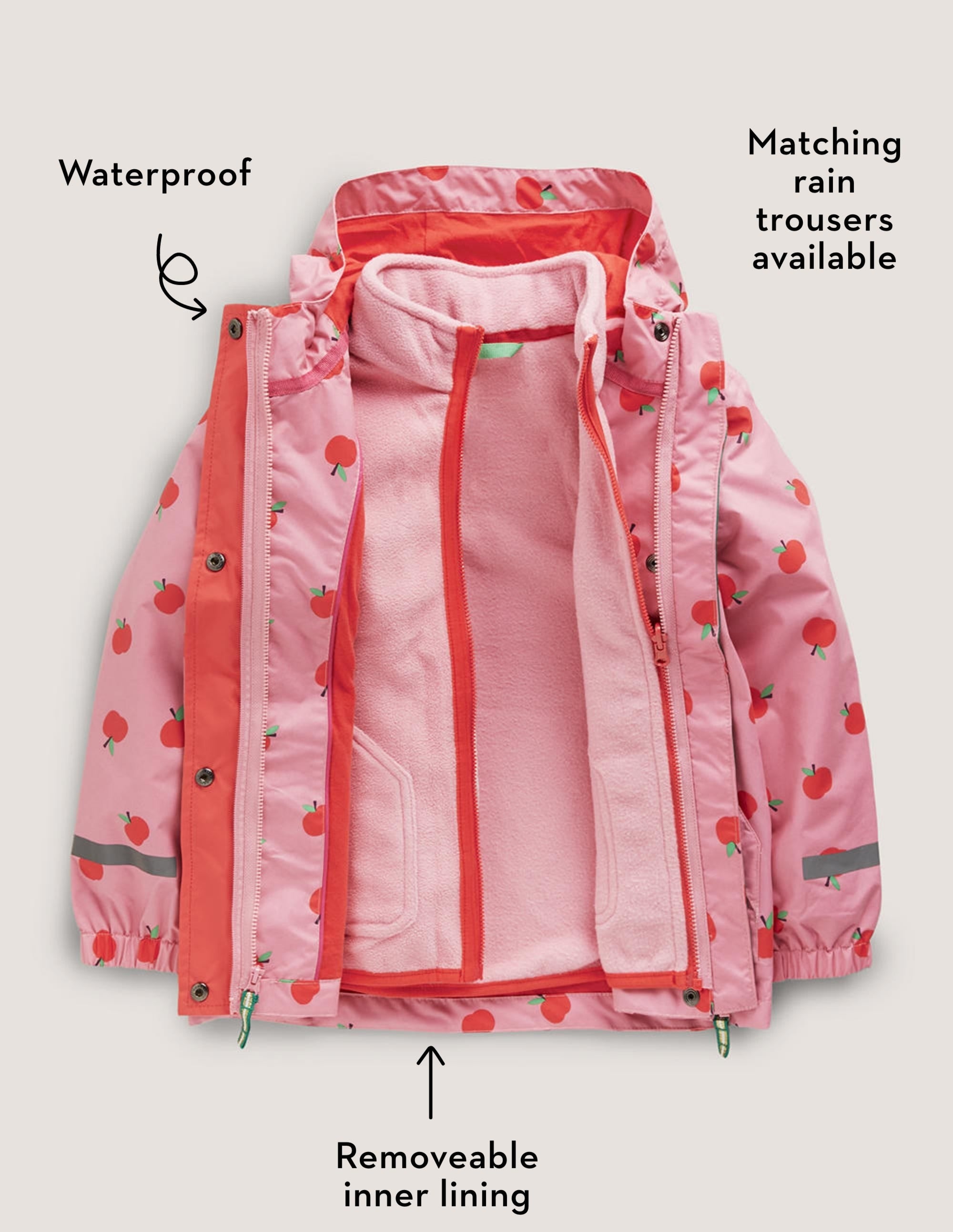  Pink Apple Print Waterproof Jacket-Formica Pink Apples、mySite、ashleygrahame