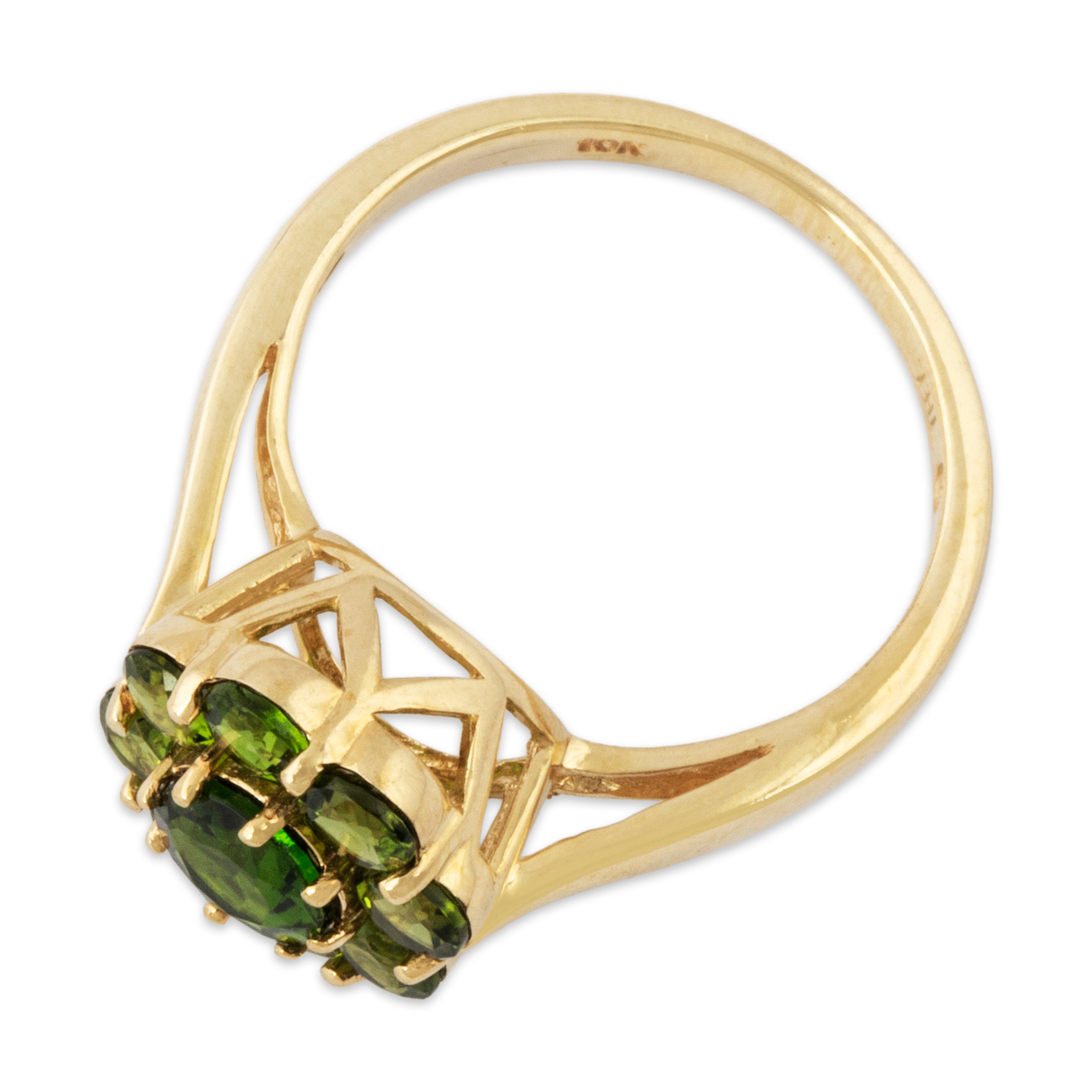 Vintage 10k Yellow Gold 1cttw Peridot Lovely Floriform Halo Ring 5.00、mySite、hinf8tx79