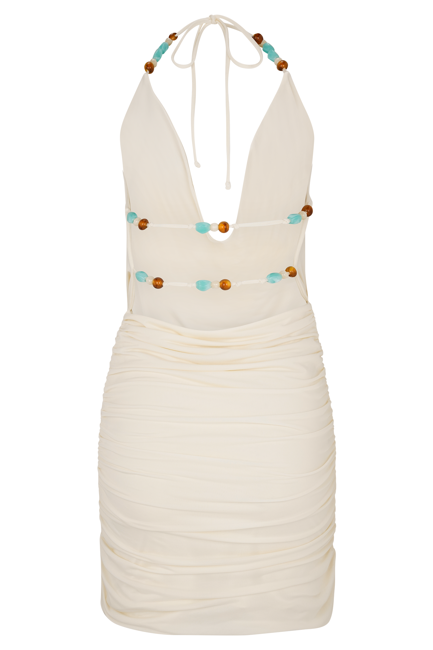 Astraeus Beaded Cowl Mini Dress - Ivory、mySite、solidvoid