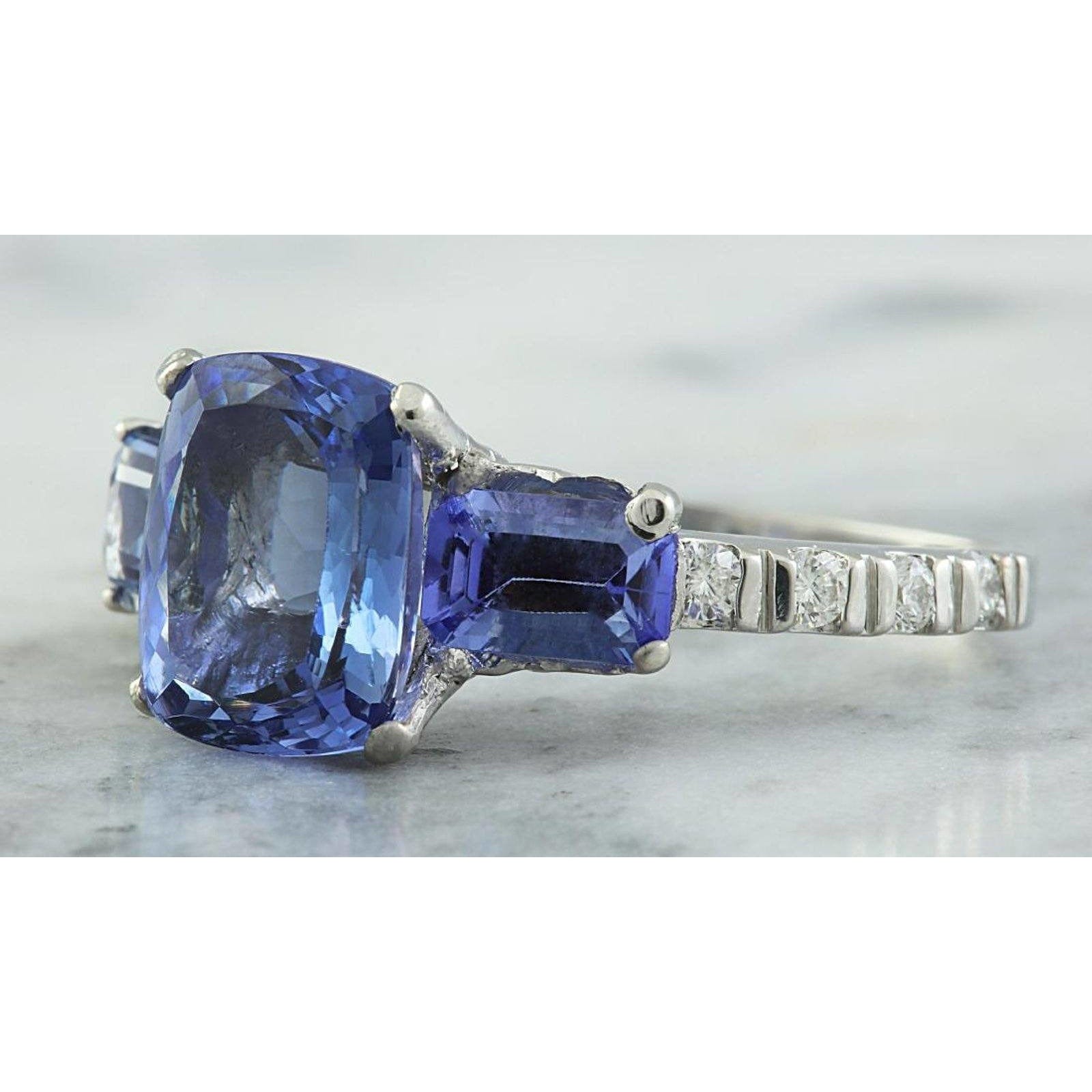 Exquisite 2.87ct Tanzanite and Diamond Ring in 14K White Gold, Size 7, So Elegant!、mySite、g9winljtr