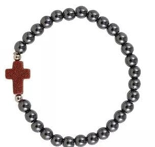 Hematite Bead Cross Bracelet Assorted Colors Stretch、mySite、g9winljtr