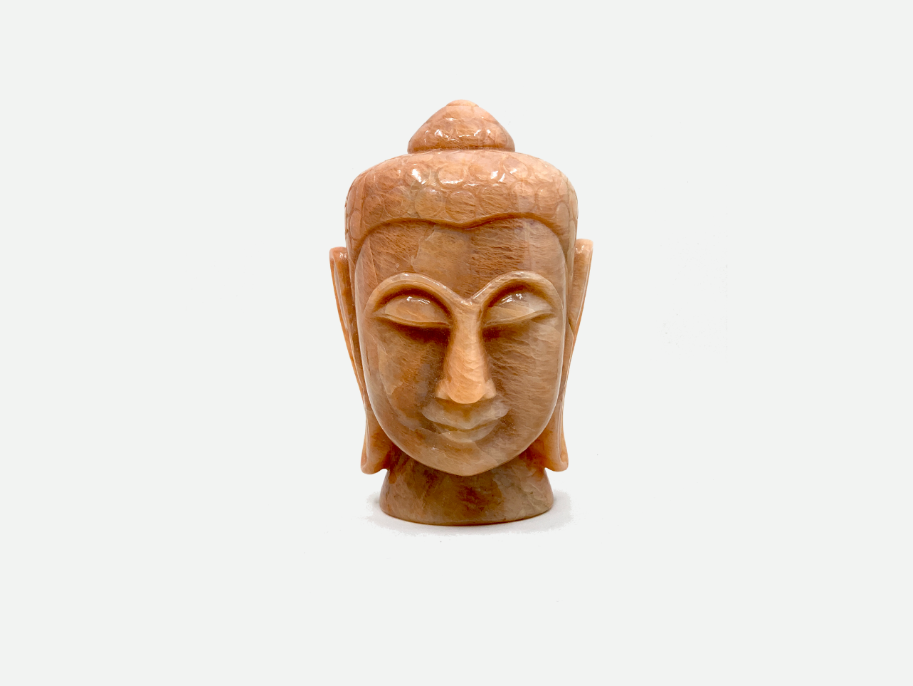 Buddha Statue - Peach Moonstone (16.5 cm)、mySite、topwebapps
