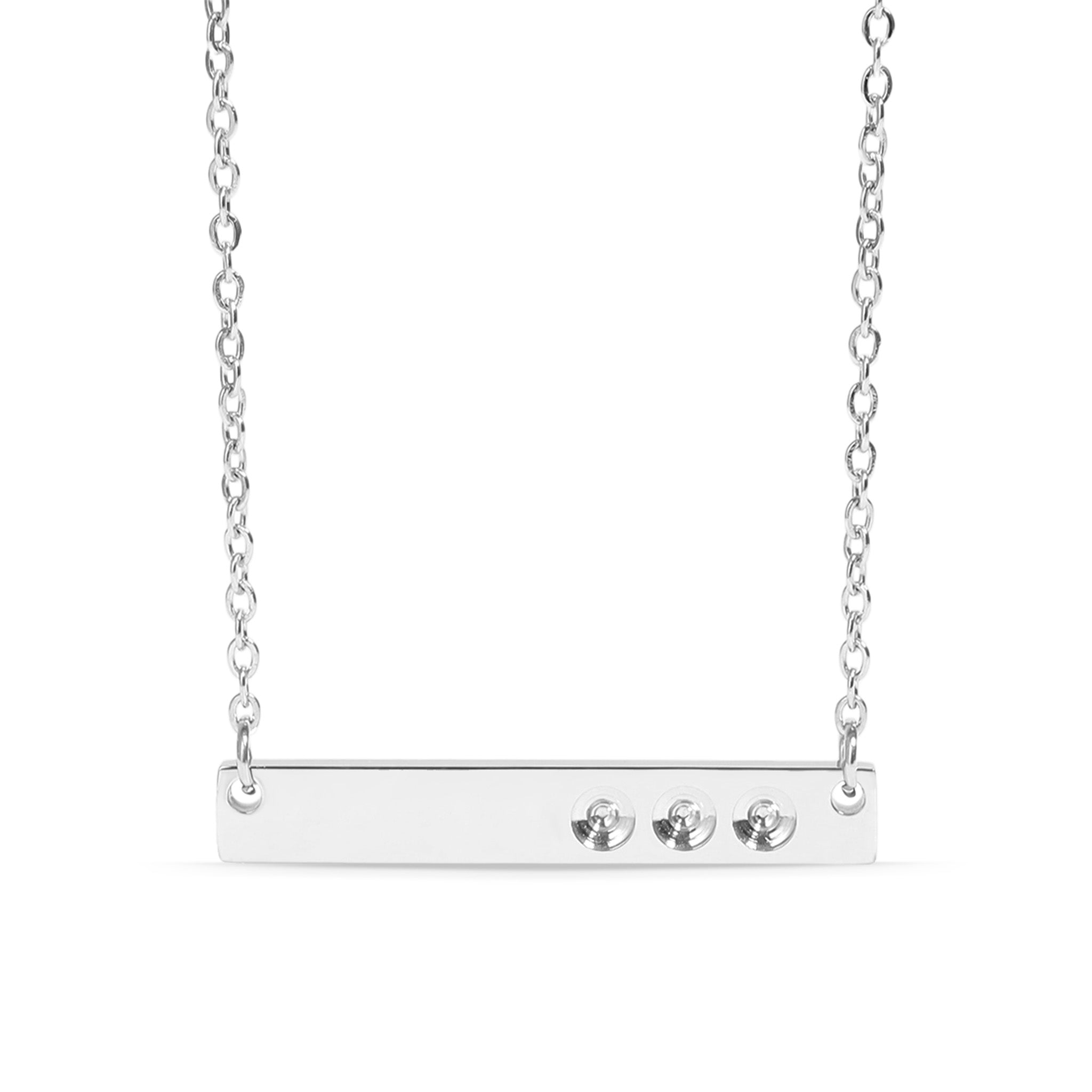 Polished Stainless Steel Horizontal Stampable Birthstone Bar Necklace / SBB00114、mySite、dreamappss