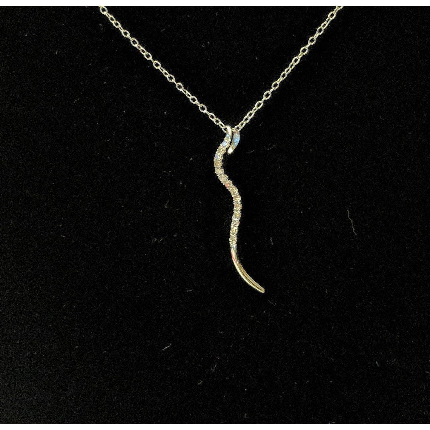 Genuine Diamond SNAKE Pendant in Affordable Sterling Silver--Sparkly and Beautiful!、mySite、g9winljtr