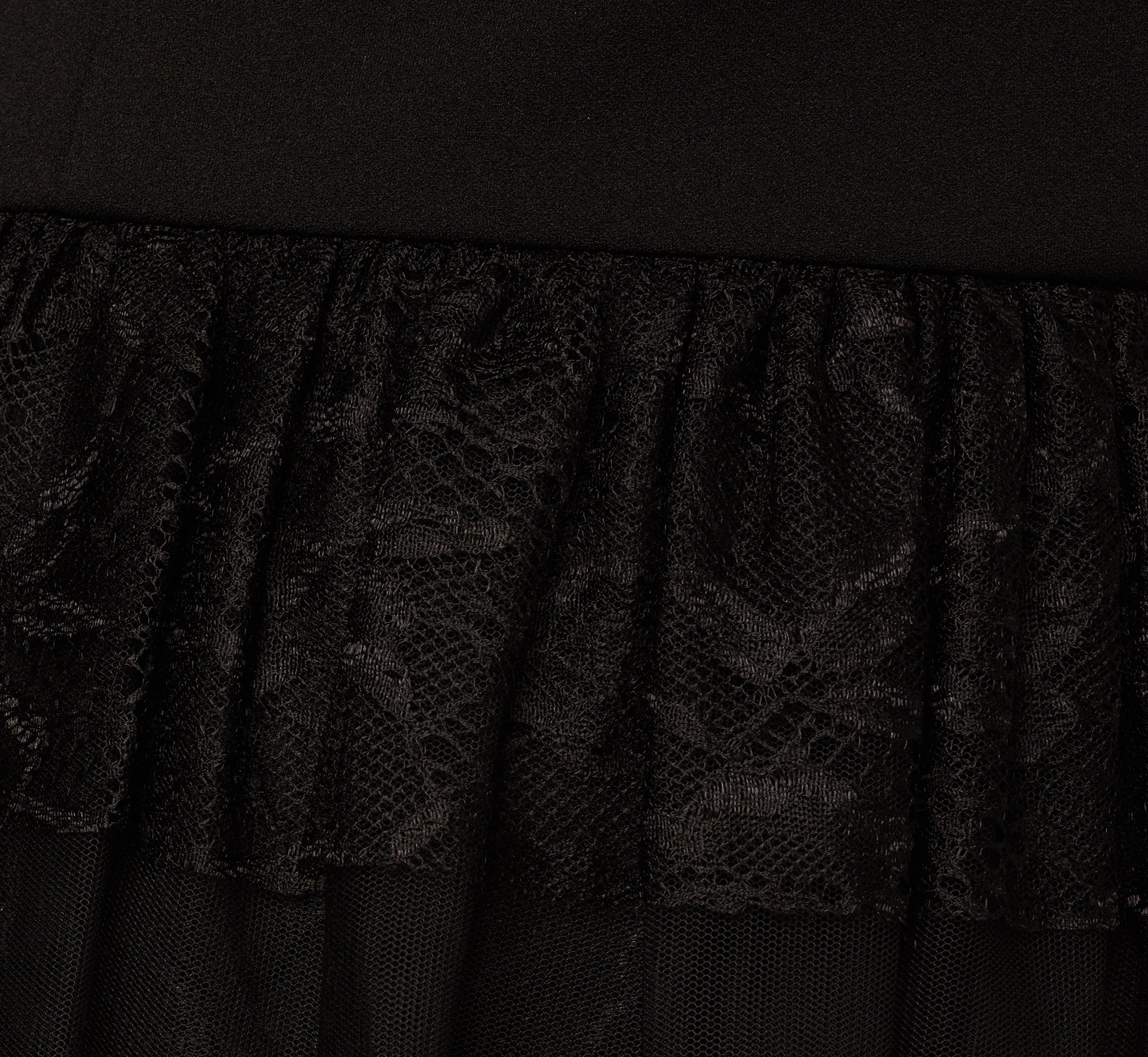 Off Shoulder Lace Ruffle Combo Gown In Black、mySite、solidvoid