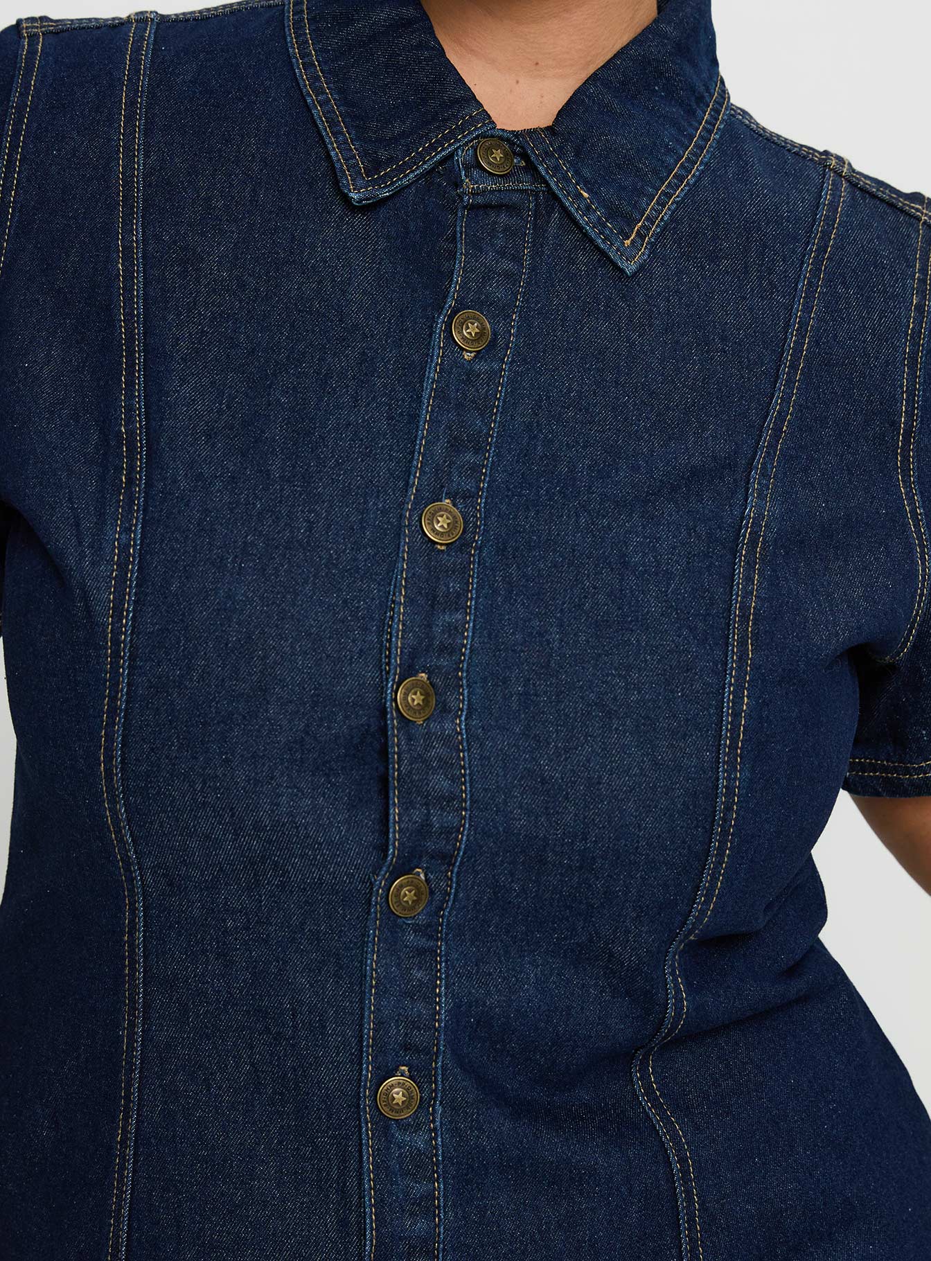 Perception Denim Mini Dress Mid Wash Curve、mySite、solidvoid