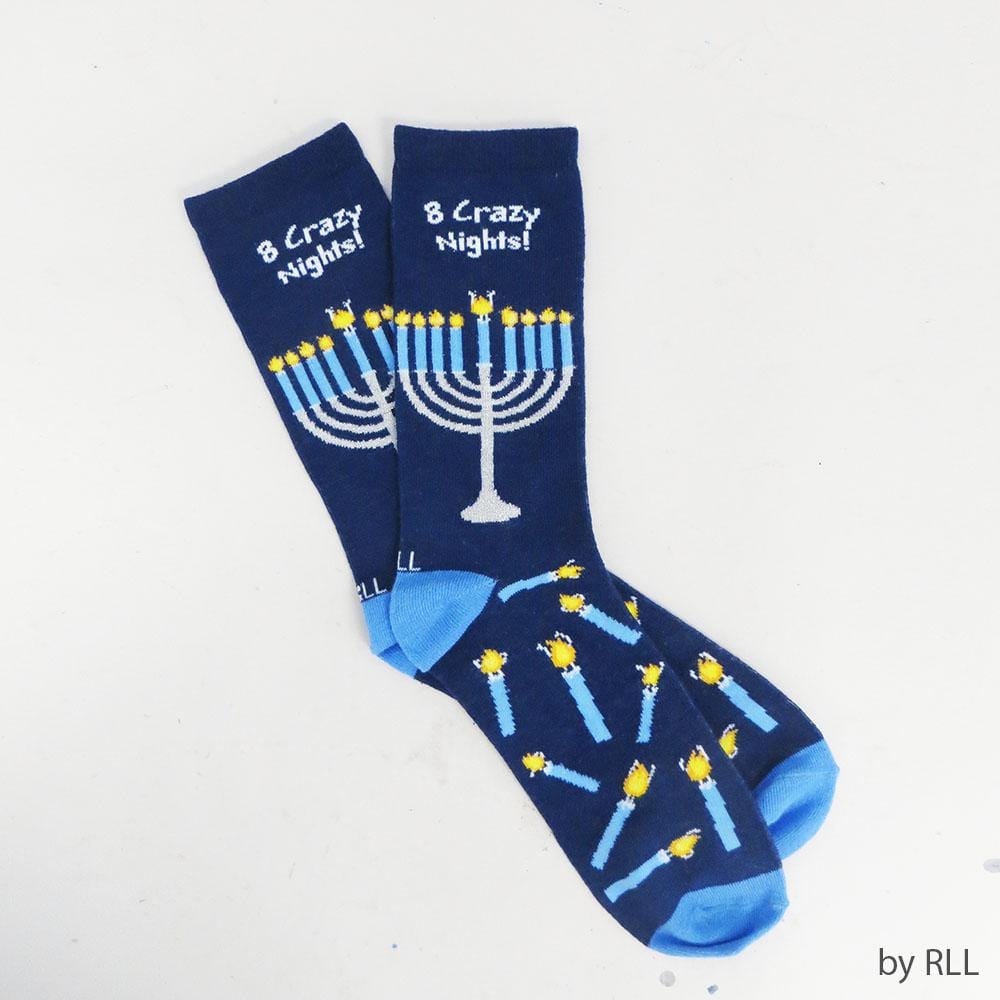 Eight Crazy Nights Chanukah Adult Crew Socks、mySite、topwebapps