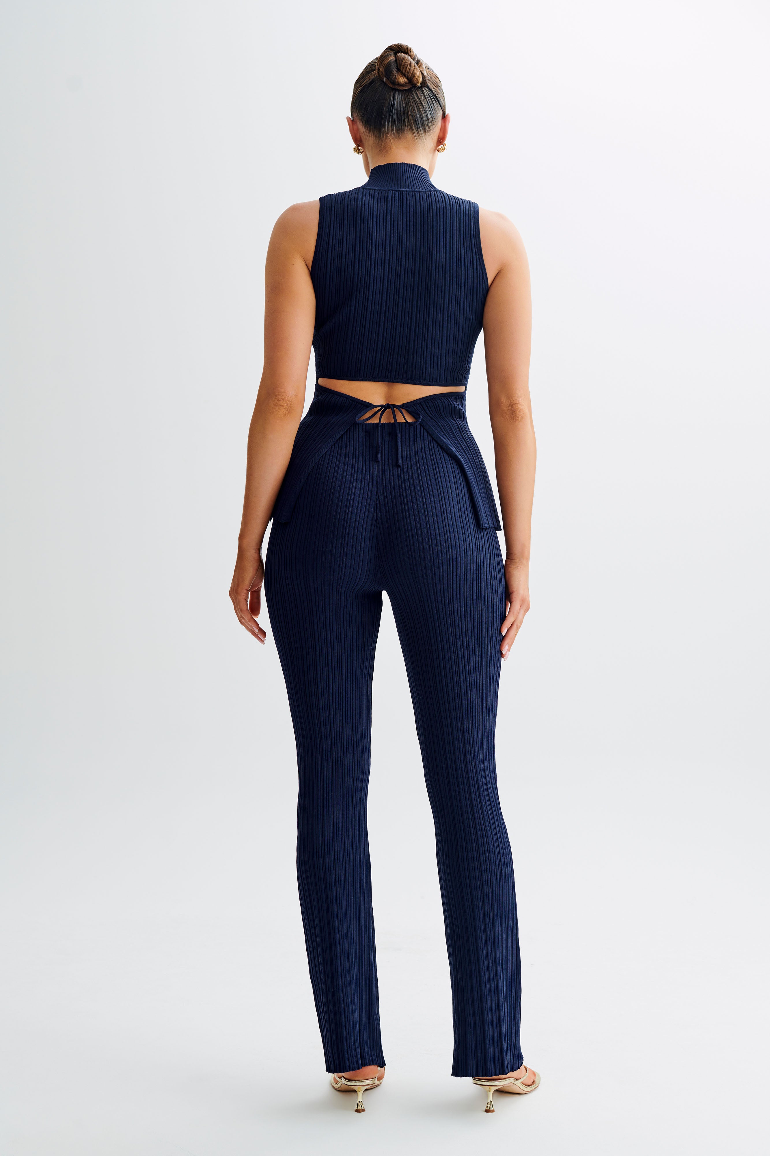 Chiara Straight Leg Rib Knit Pant - Navy、mySite、solidvoid