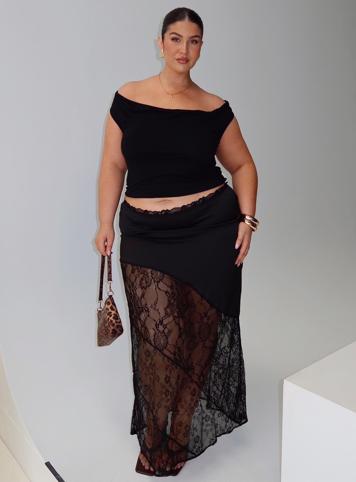 Castelli Lace Maxi Skirt Black Curve、mySite、solidvoid