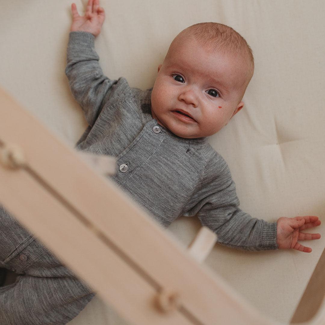  Merino Kids All-In-One Button Through Bodysuit - Light Grey、mySite、merchandisen