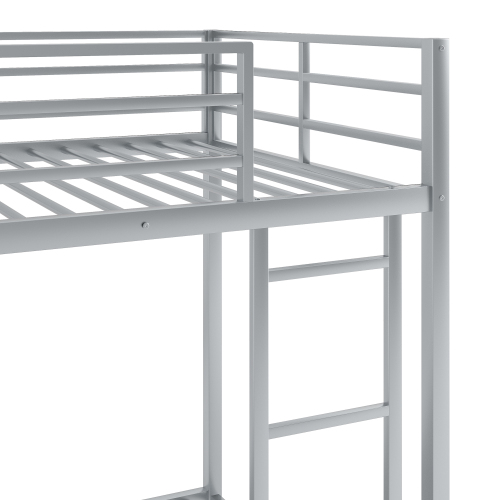 Full over Full Metal Bunk Bed, Low Bunk Bed with Ladder, Black(Old SKU:MF197034AAB)、、casual