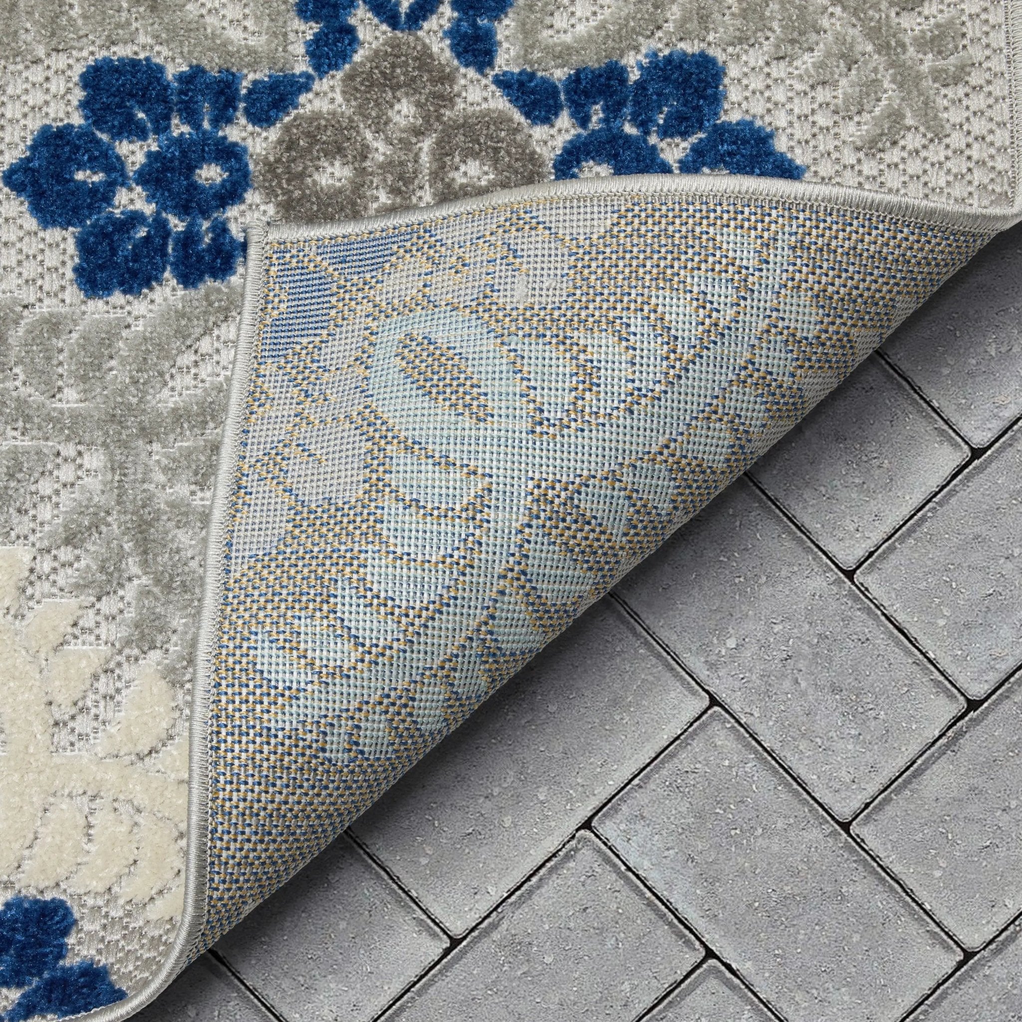 Loewy Modern Geometric Indoor/Outdoor Blue High-Low Rug、mySite、gigharbornorthrealestate