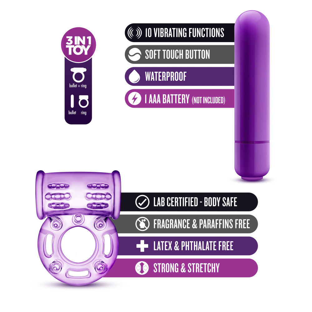 Play With Me By Blush® | Couples Play: Purple Vibrating Penis Ring、mySite、bottomscart