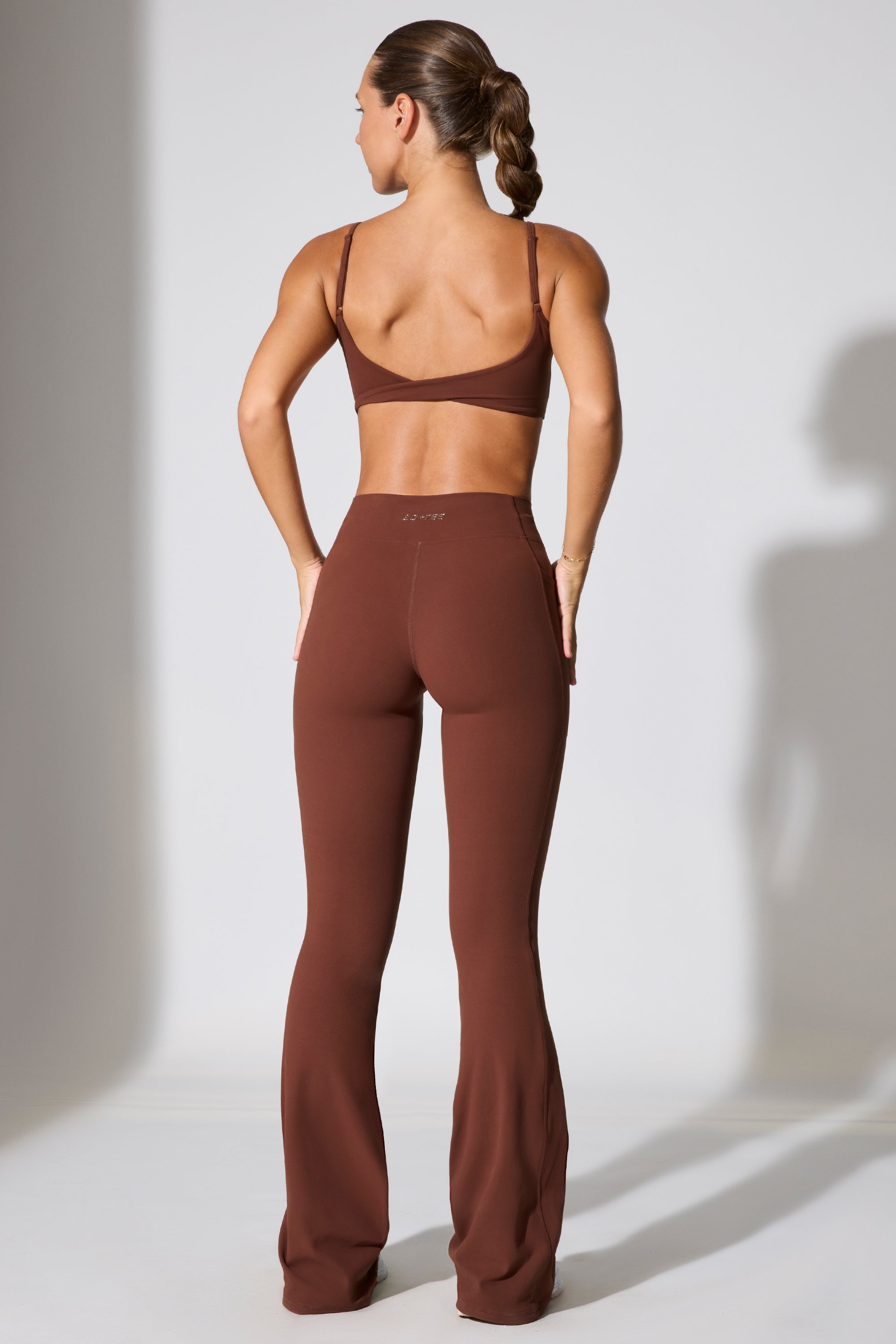 Twist Waist Flare Leggings in Chocolate、mySite、solidvoid
