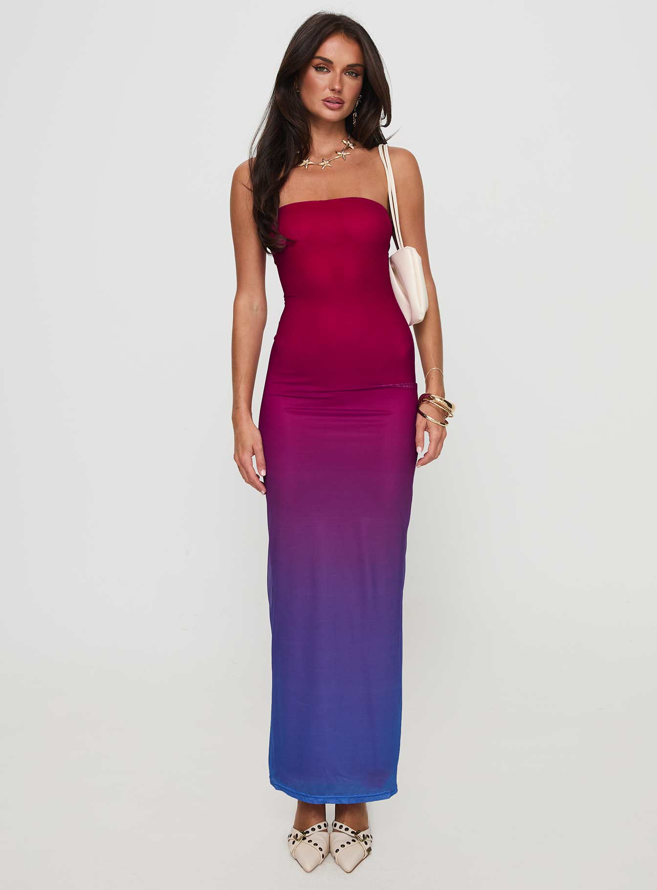 Stolen Love Strapless Maxi Dress Pink / Purple Ombre、mySite、solidvoid