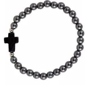 Hematite Bead Cross Bracelet Assorted Colors Stretch、mySite、g9winljtr