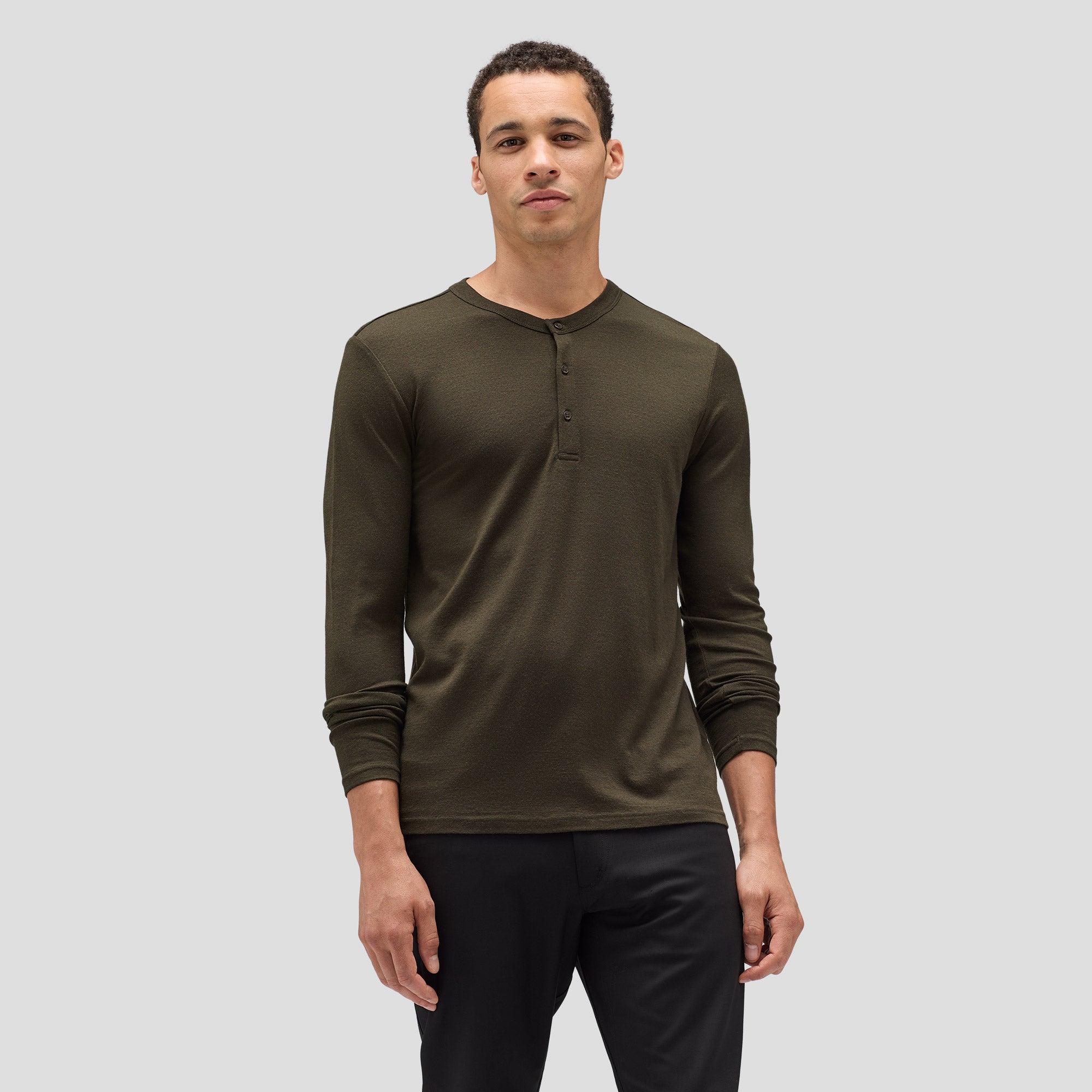 Men's Long Sleeve Merino Henley、mySite、noshort