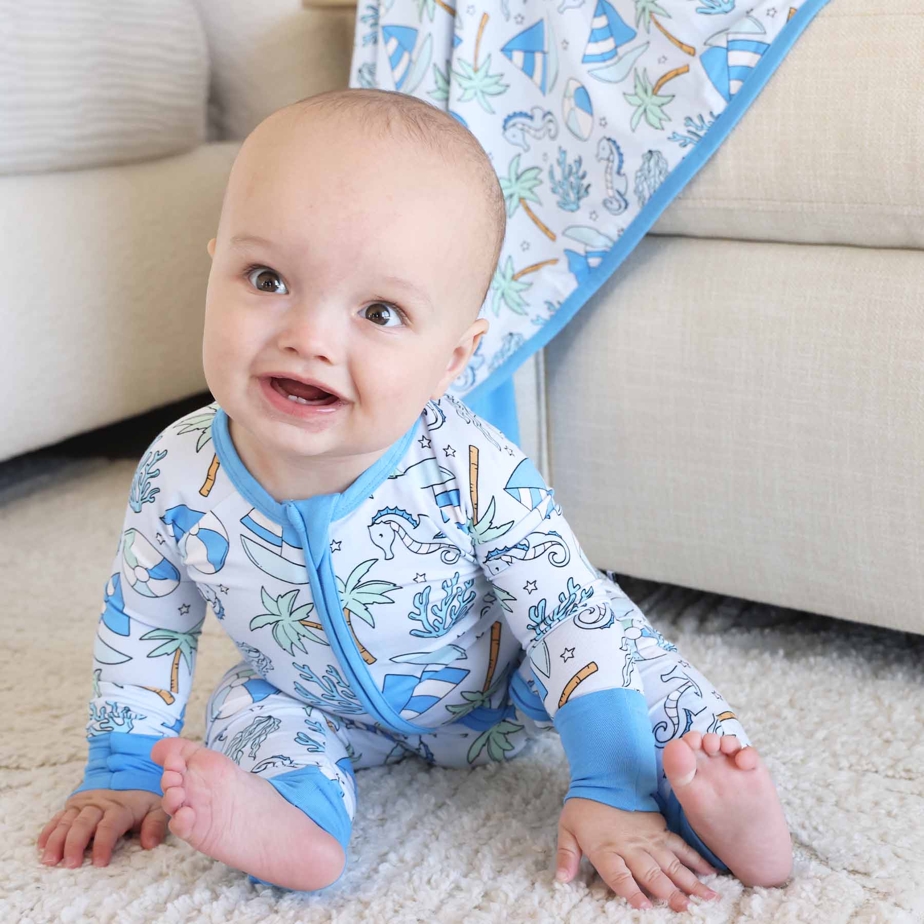  Tiny Tides Convertible Zip Romper | Blue、mySite、layawaytickets