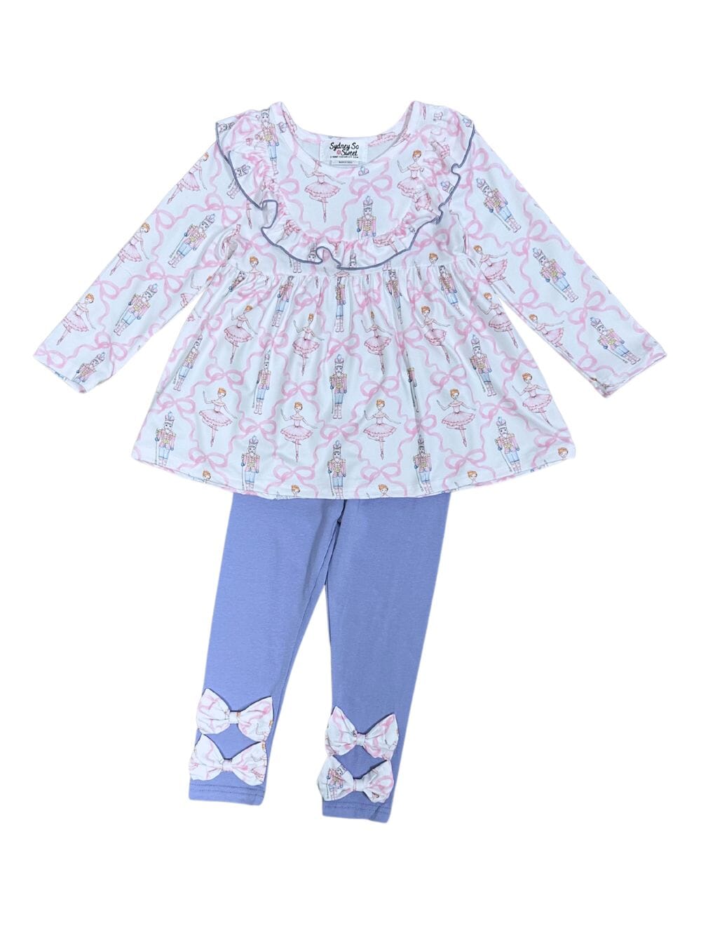 Pastel Nutcracker Bow Leggings Girls Christmas Outfit、mySite、camillekostekn