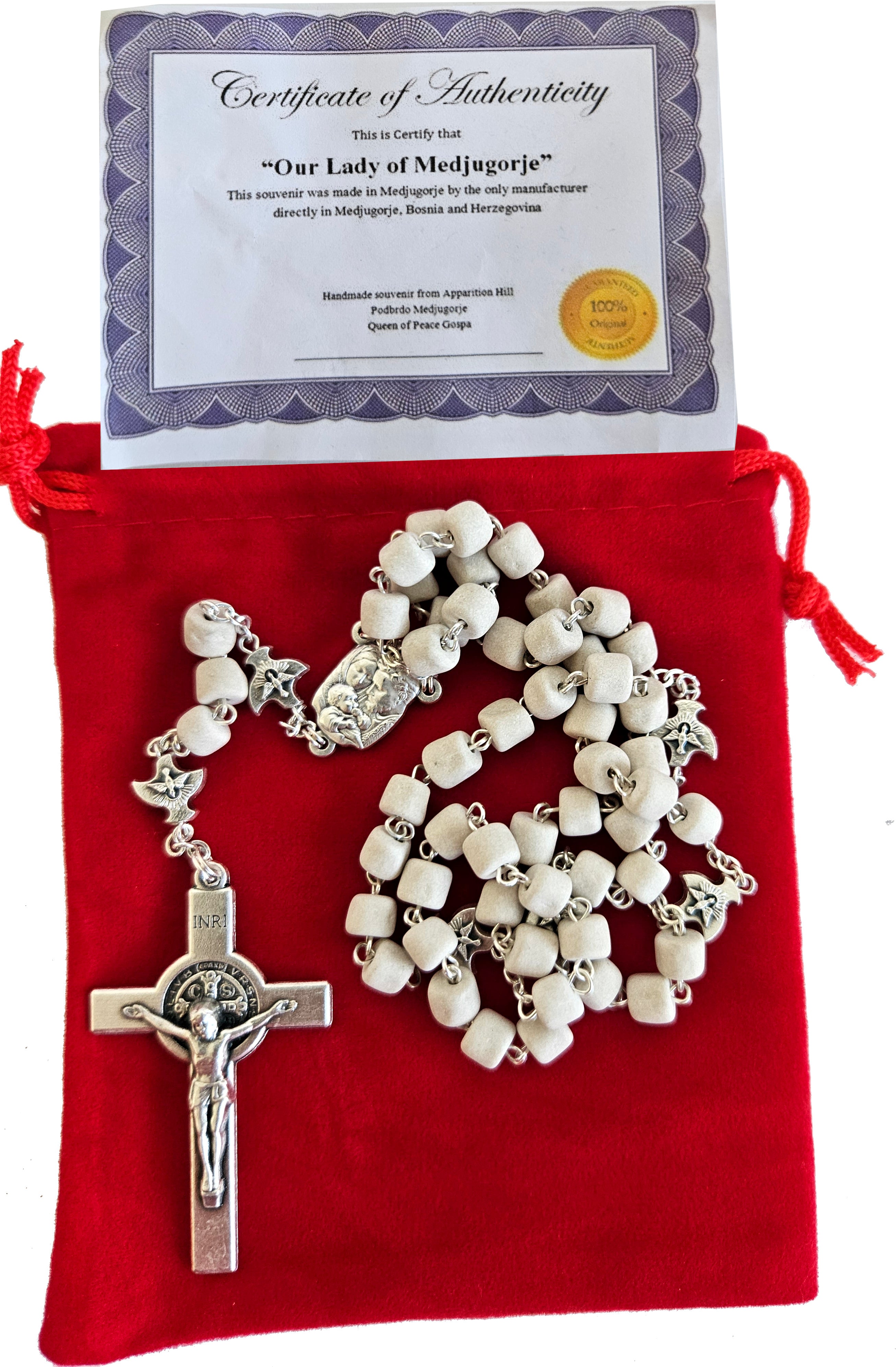  MEDJUGORJE - Rosary Made from Apparition Hill Stones directly from MEDUGORJE. (20 inches Long) - with The Holy Family、mySite、elrpsem3k
