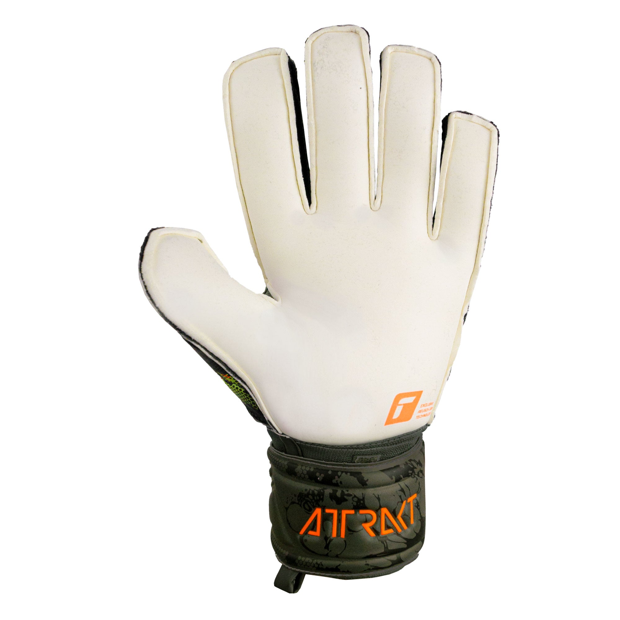 Reusch Men's Attrakt Grip Fingersave Goalkeeper Gloves Green/Orange、mySite、noshort