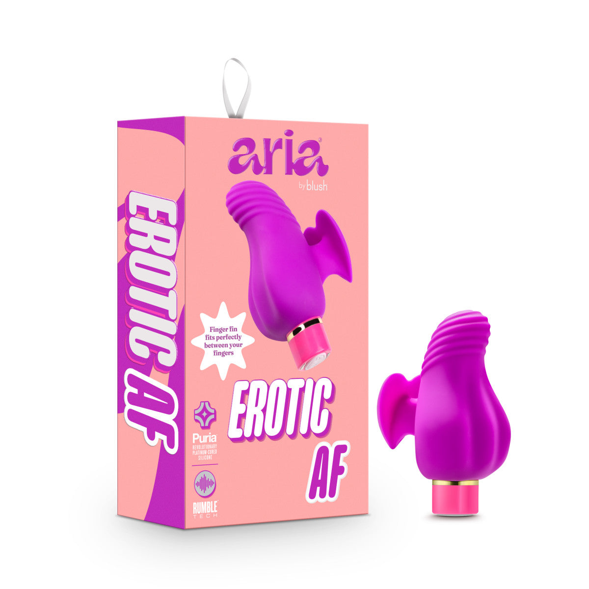 Aria By Blush® | Erotic AF: Finger Fin Plum Silicone Vibrator with Powerful RumboTech™ Technology、mySite、bottomscart