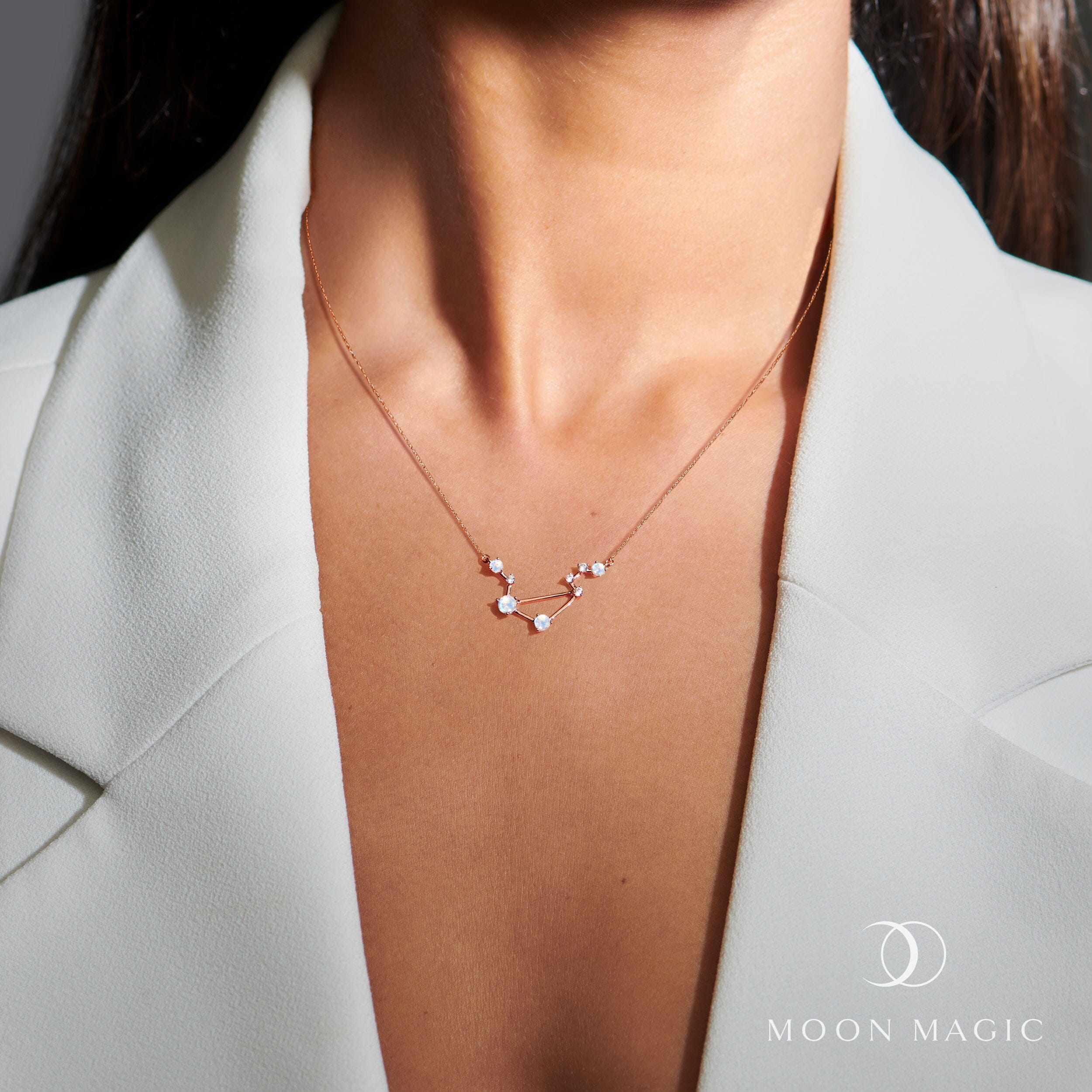 Moonstone Diamond Necklace - Libra Zodiac Constellation、mySite、hinf8tx79