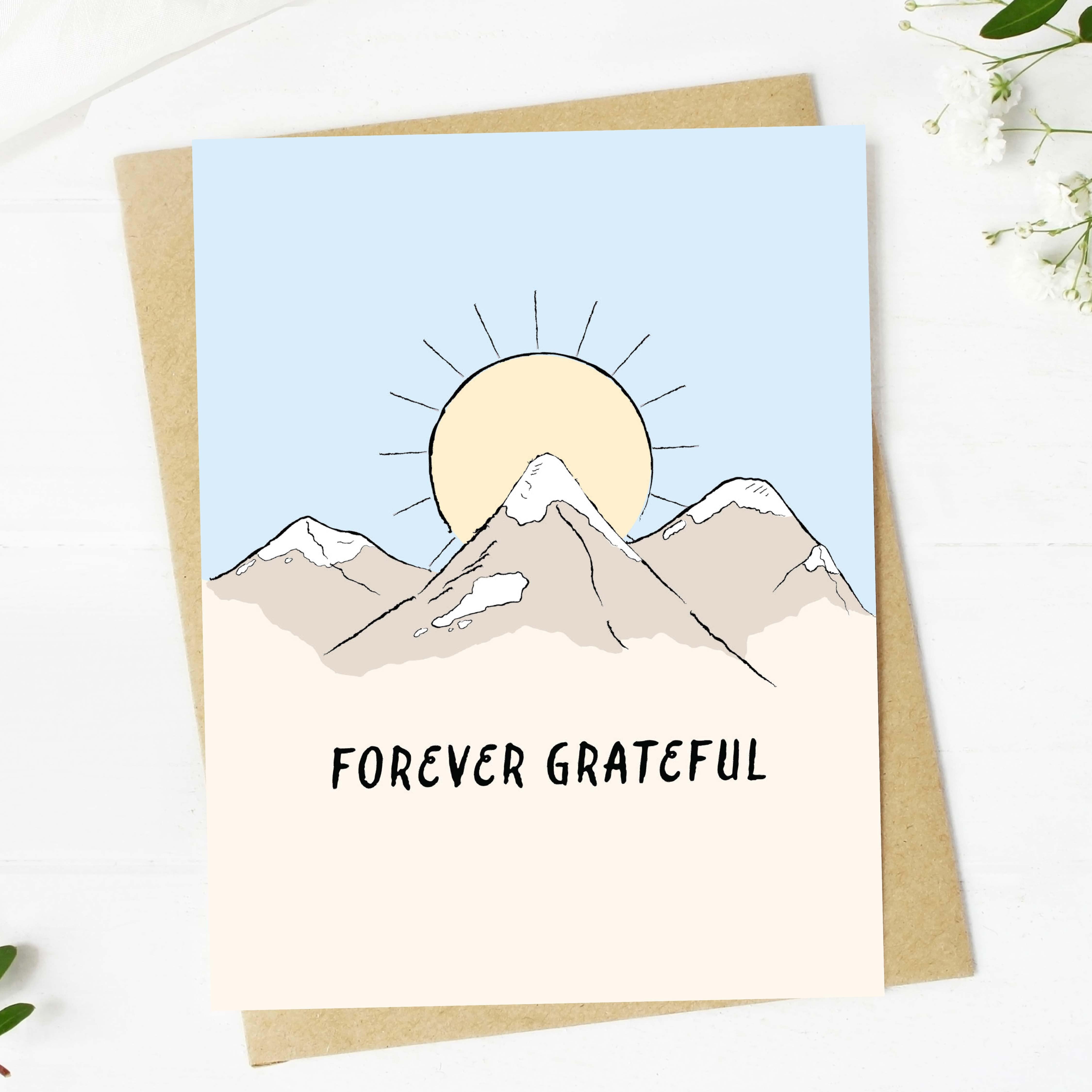  Forever grateful Mountain Sunshine Color Thank You Card、mySite、elrpsem3k
