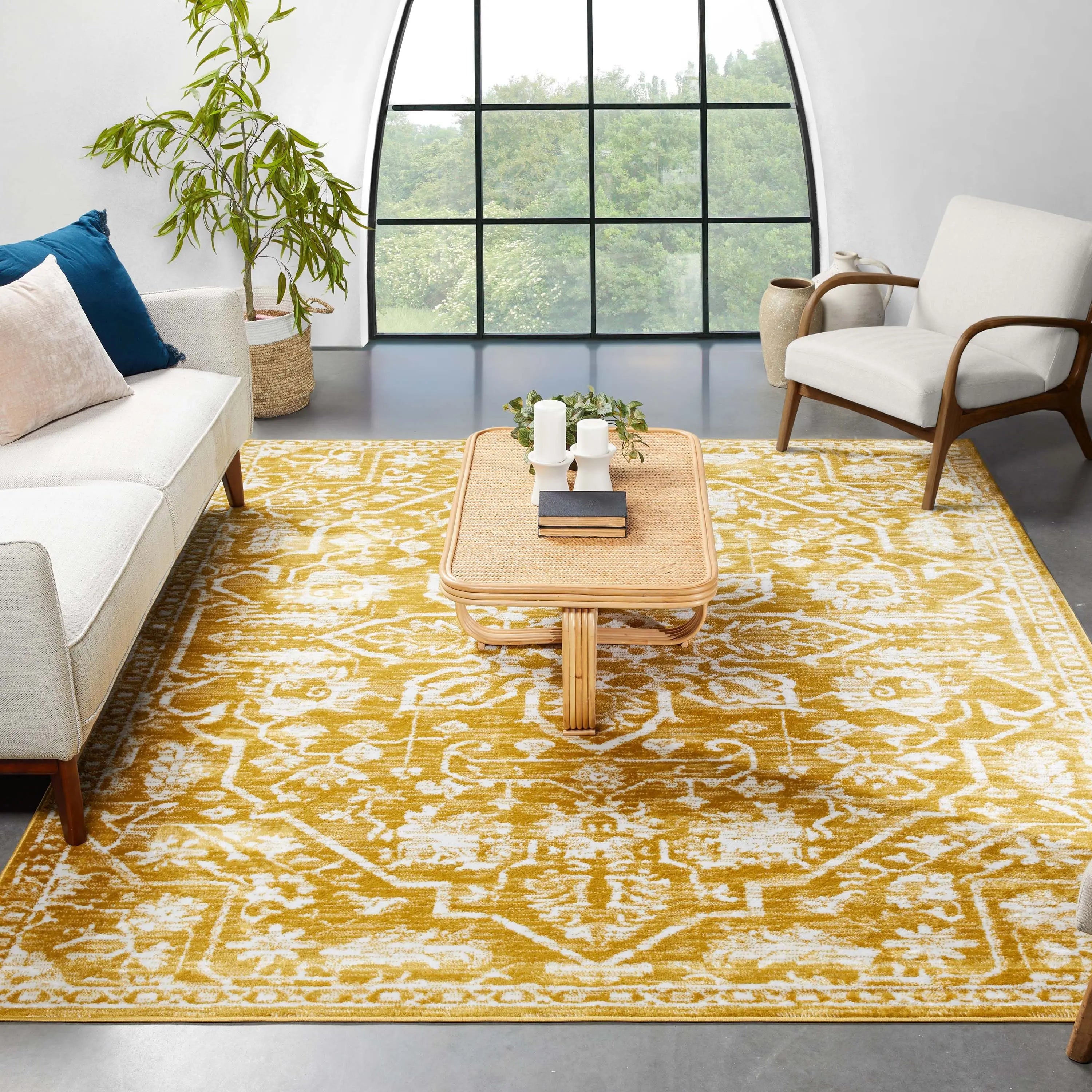 Disa Vintage Medallion Gold Soft Rug By Chill Rugs、mySite、gigharbornorthrealestate