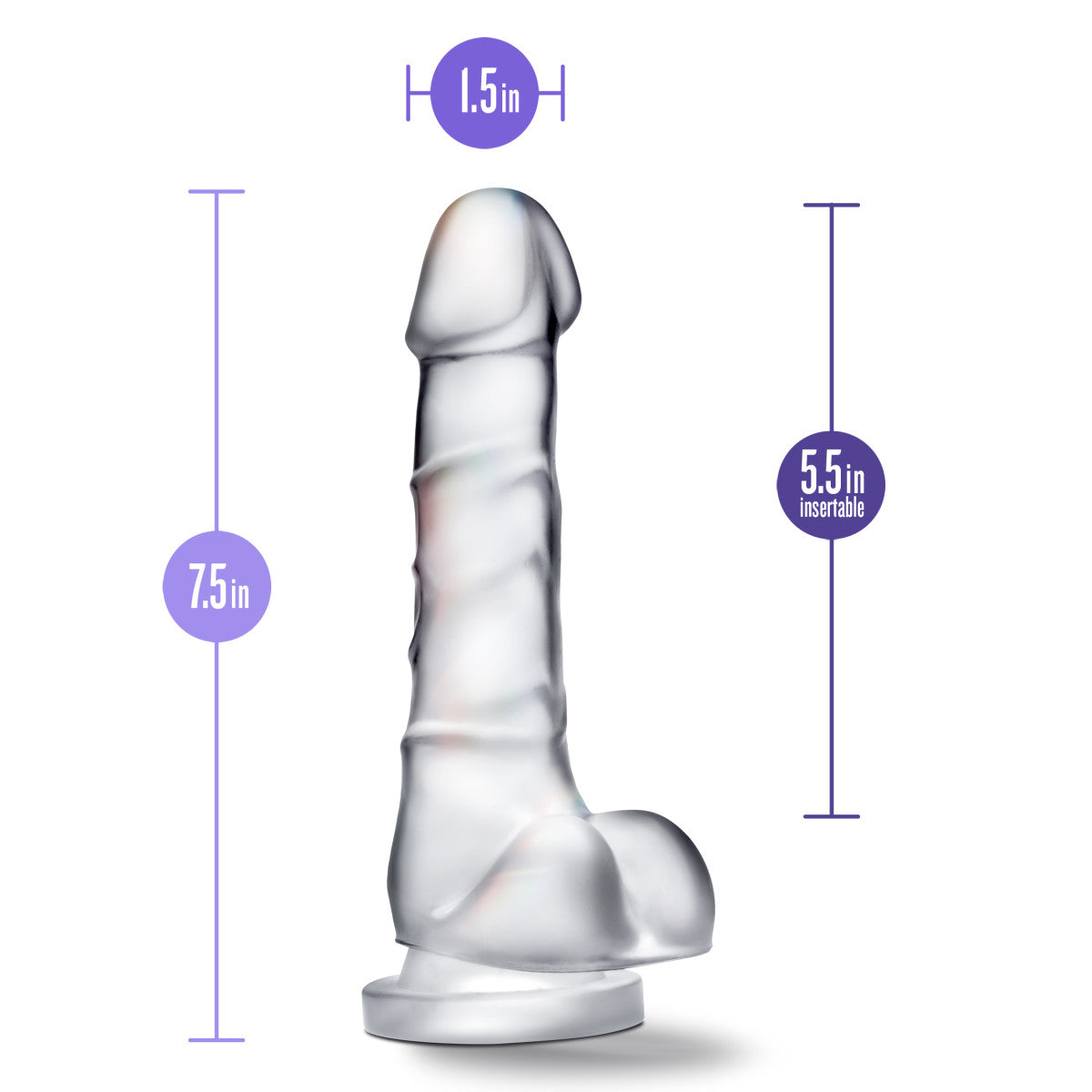 B Yours Diamond By Blush® | Quartz Realistic Clear 7.5-Inch Long Dildo With Balls & Suction Cup Base、mySite、bottomscart