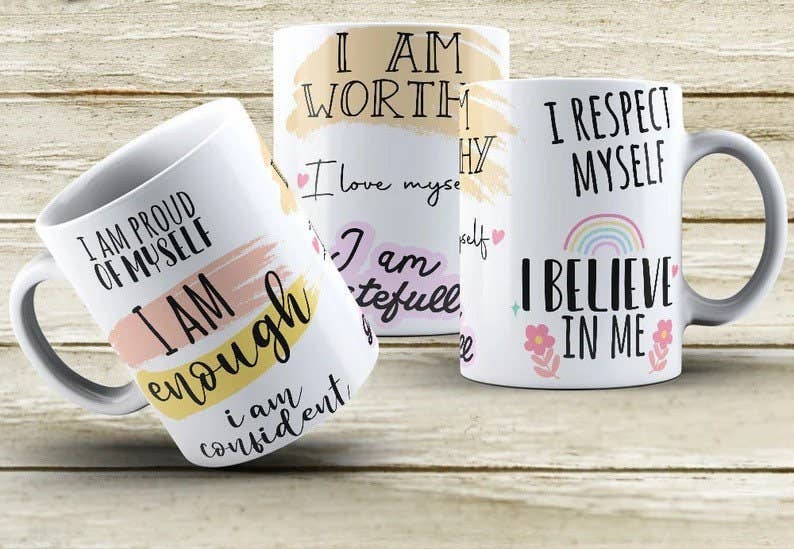 I am Worthy Coffee Mug, Daily Affirmation Mug Inspirational Mug、mySite、g9winljtr