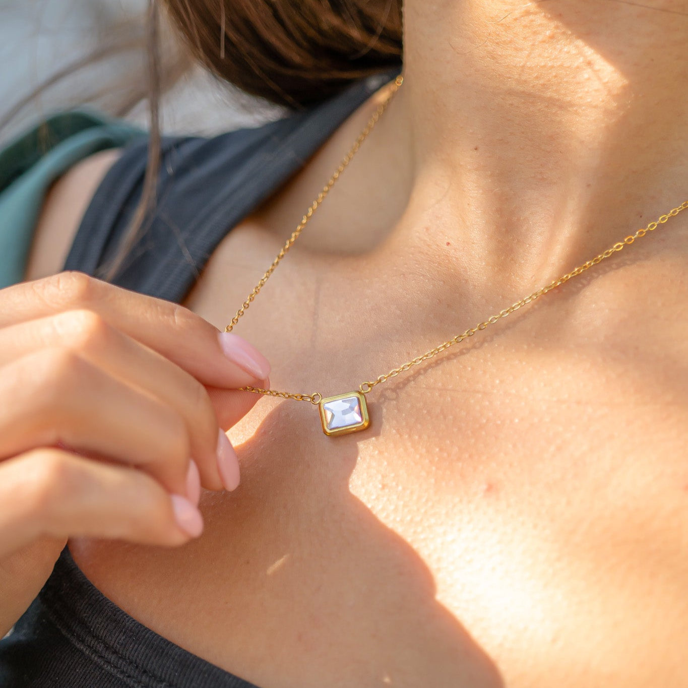 18K Gold PVD Emerald Birthstone Connector Charm 11mm / PDL0261、mySite、dreamappss