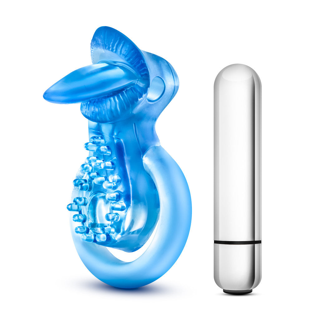Stay Hard By Blush® | Tongue Ring: 3-In-1 Blue 10-Function Vibrating Penis Ring、mySite、bottomscart