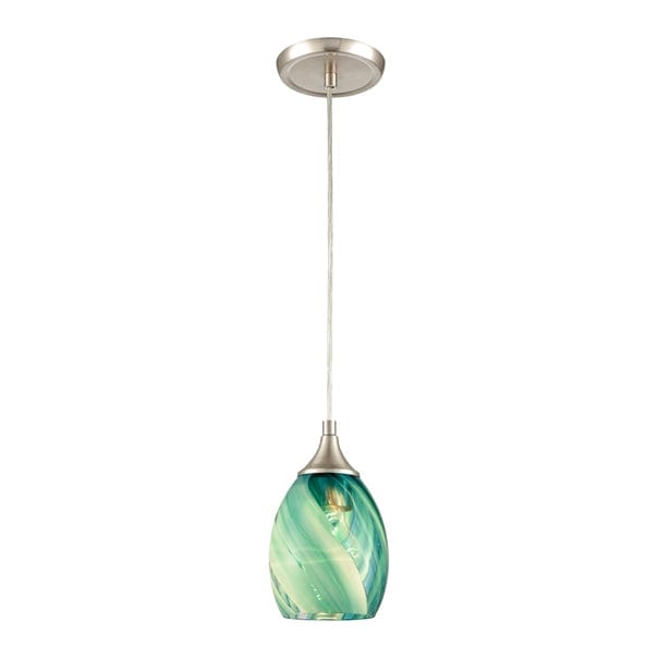 Caress 5'' Wide 1-Light Aqua Feathered Glass Mini Pendant、mySite、g9winljtr
