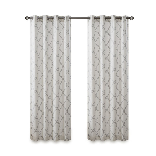 Fretwork Print Grommet Top Window Curtain Panel(Only 1 Pc Panel)、、eastwooduniform
